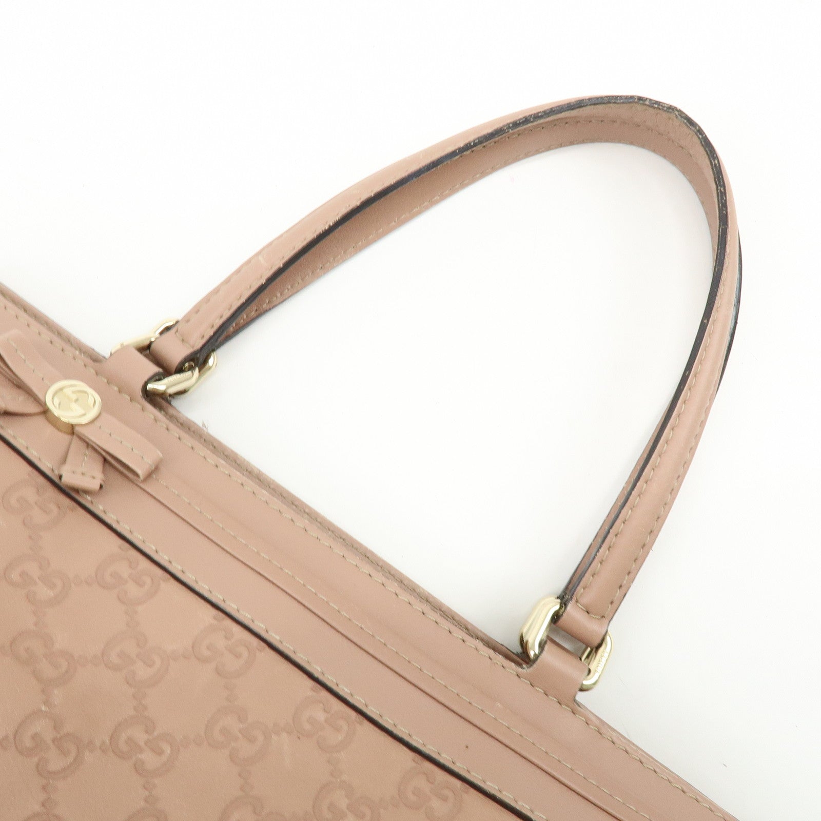 GUCCI Guccissima Leather Mayfair Tote Shoulder Bag Pink