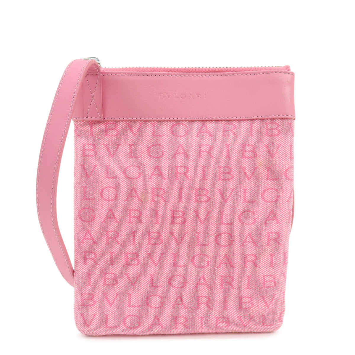 BVLGARI Logomania Canvas Leather Shoulder Bag Crossbody Bag Pink