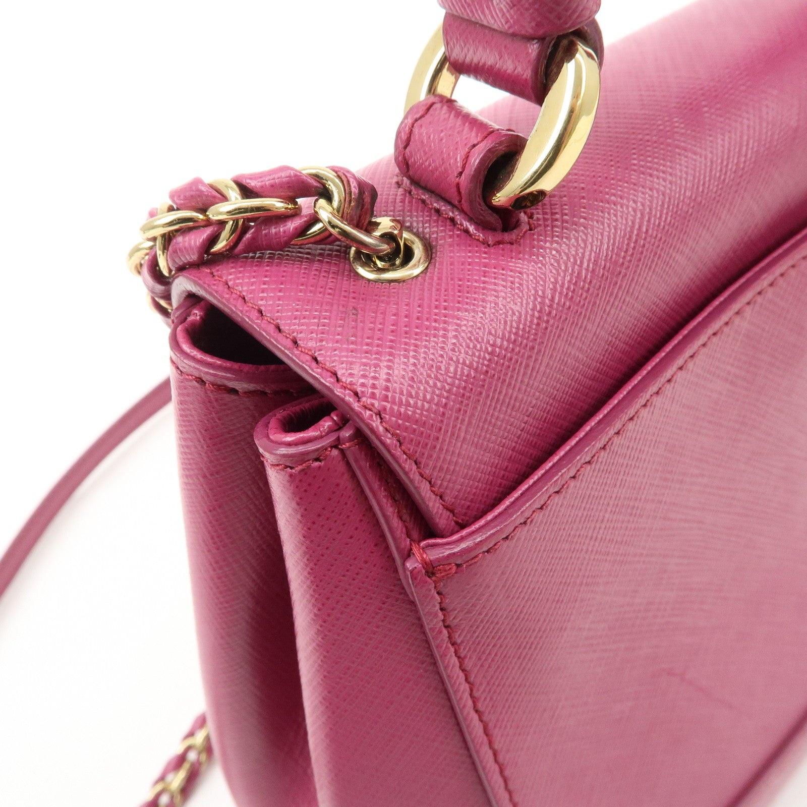 Ferragamo Vara Ribbon Leather 2Way Hand Bag Pink Used