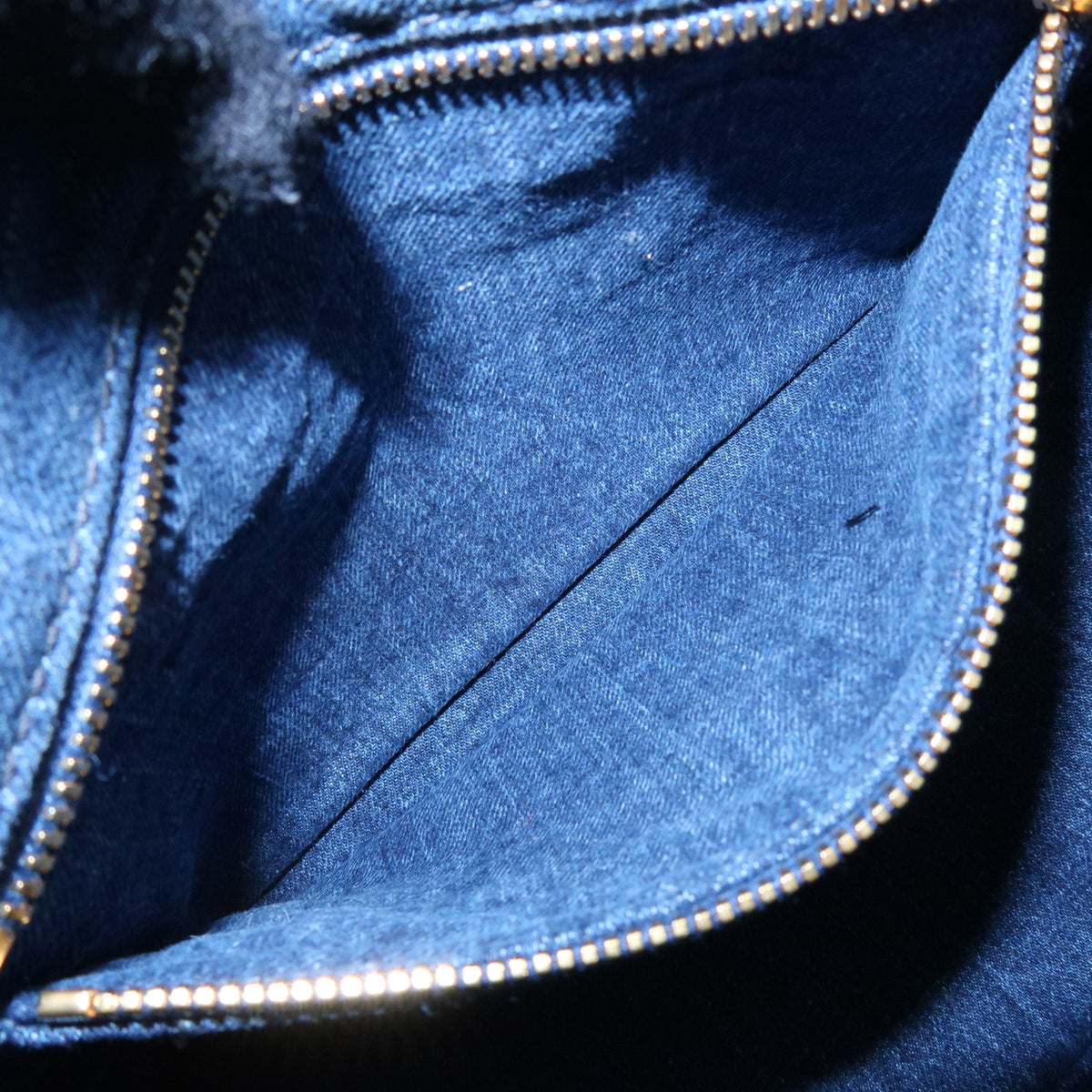 PRADA Canapa Mini Triangle Logo Denim 2Way Bag Hand Bag Blue 1BG439