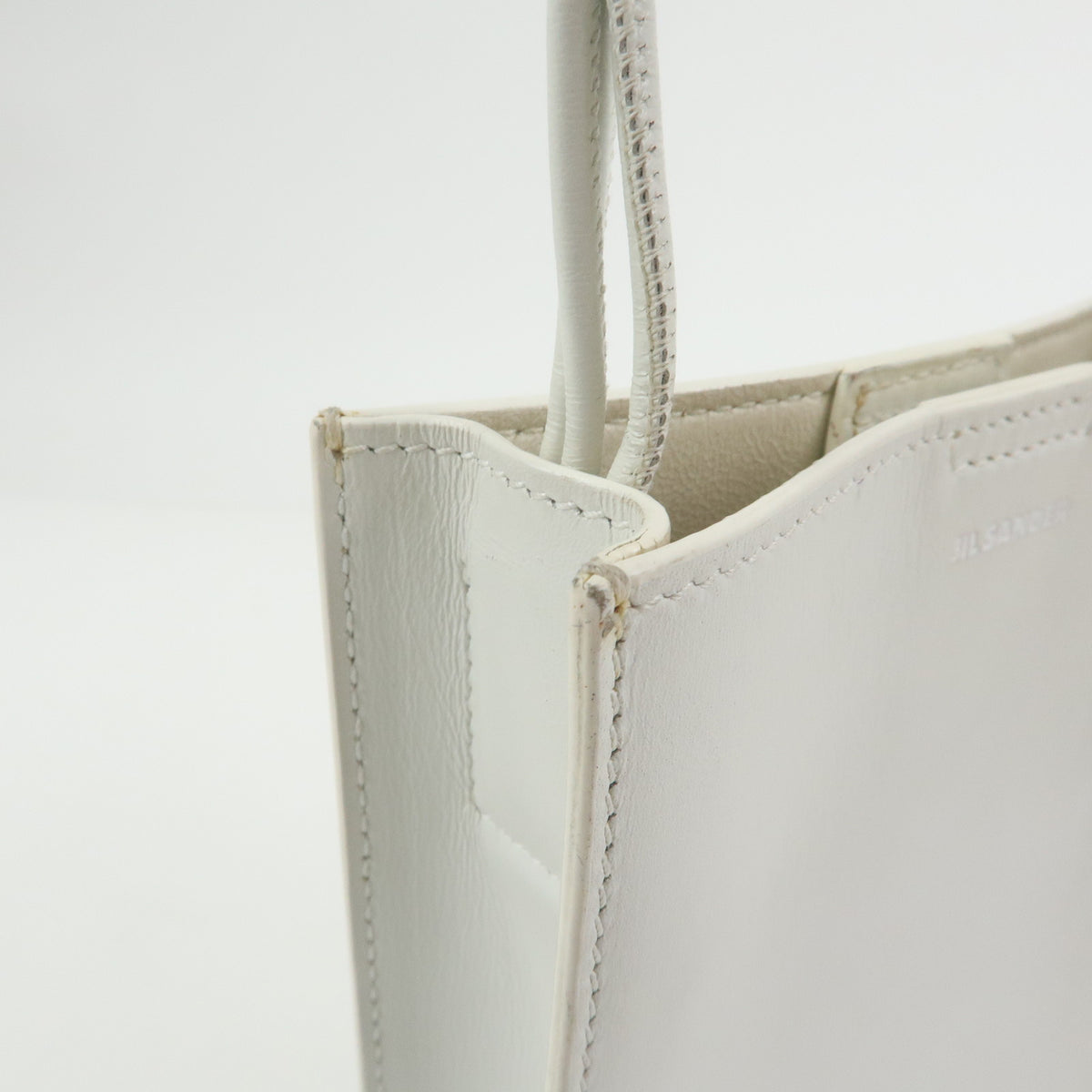 JIL SANDER Tangle Leather Shoulder Bag Crossbody Bag White