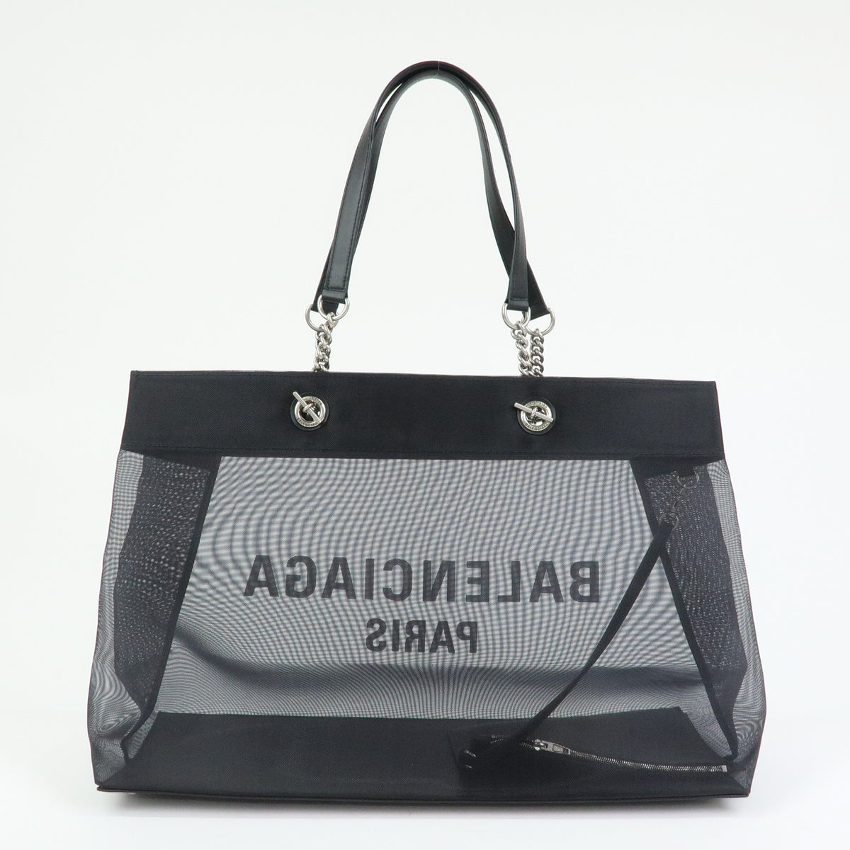 BALENCIAGA Duty Free Mesh Leather Tote Bag  Shoulder Bag Black 535269