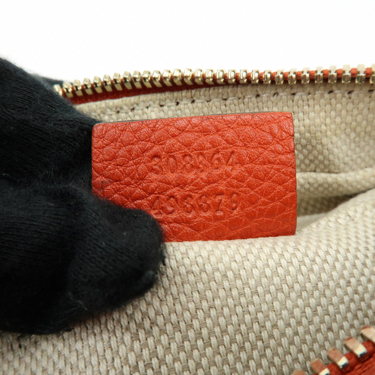 GUCCI SOHO Interlocking G Leather Chain Shoulder Bag Orange 308364