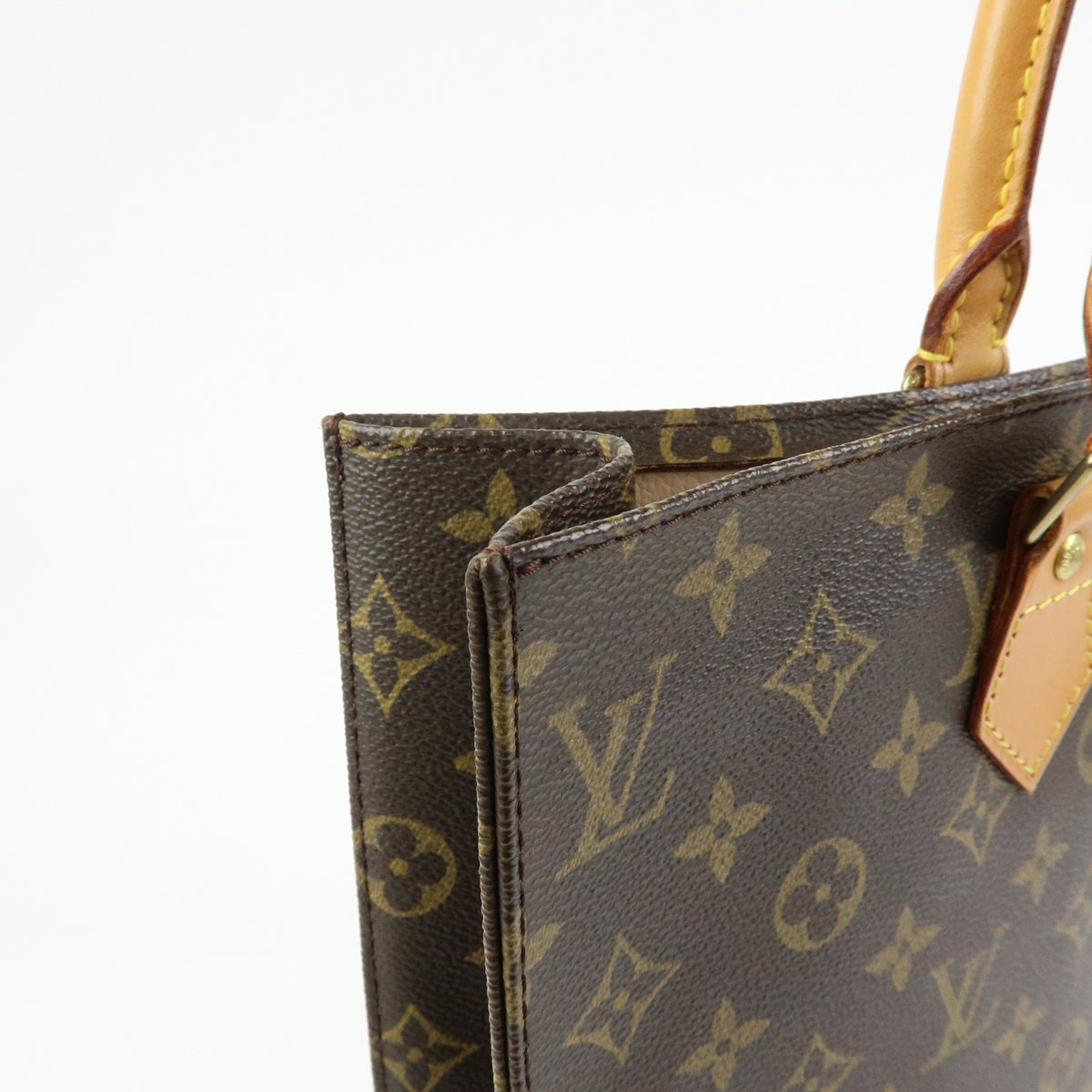 Louis Vuitton Monogram Sac Plat Tote Bag Hand Bag Brown M51140