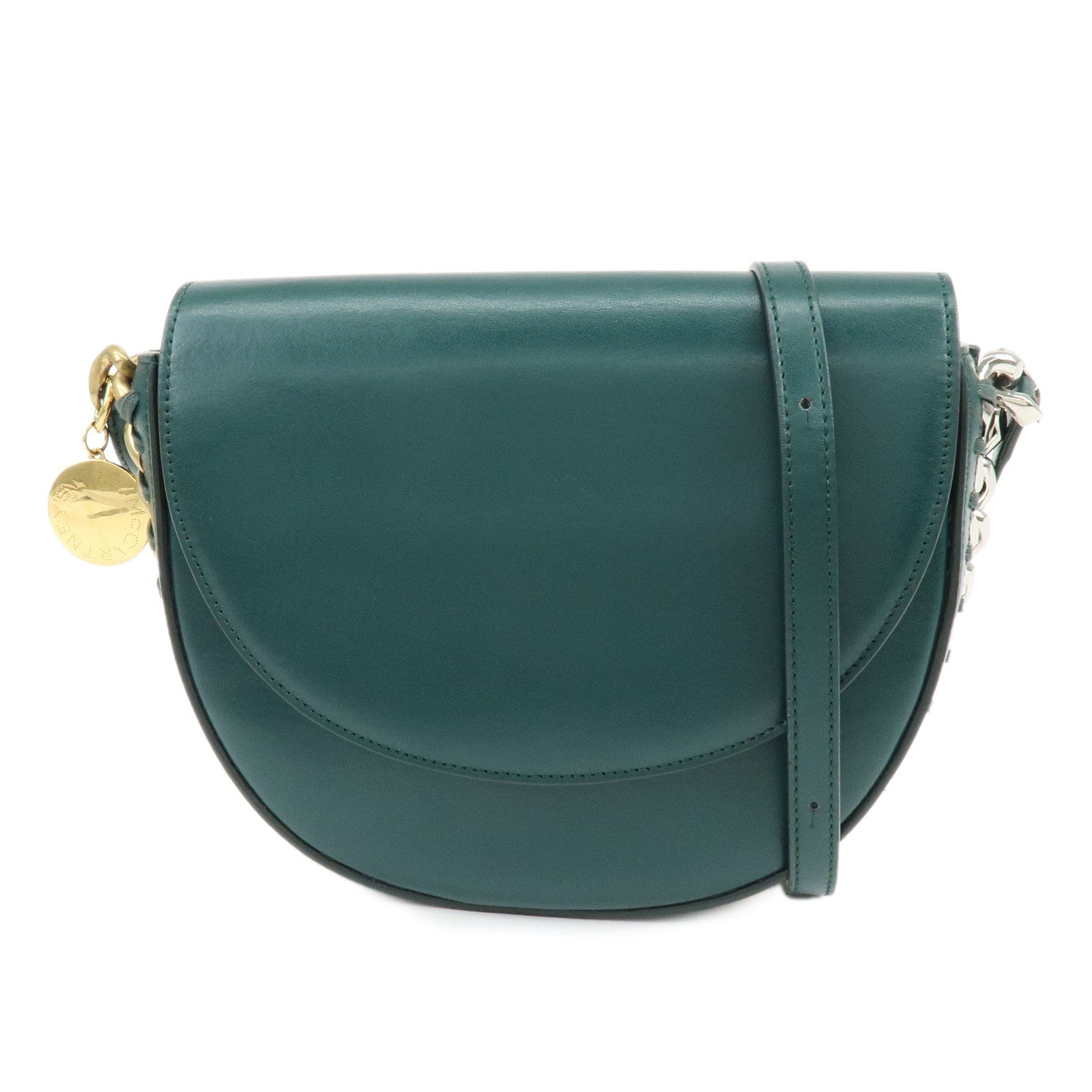 STELLA MCCARTNEY Frayme Medium Faux Leather Shoulder Bag Green