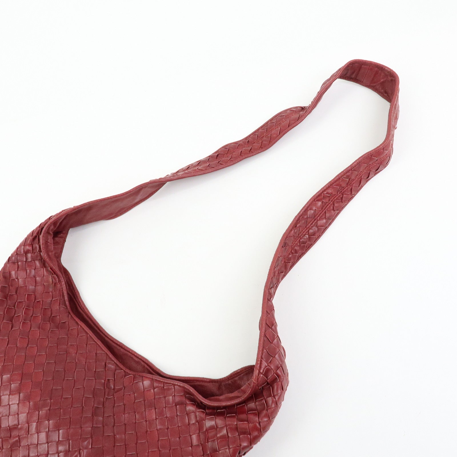 BOTTEGA VENETA Intrecciato Leather Shoulder Bag Crossbody Bag Wine Red