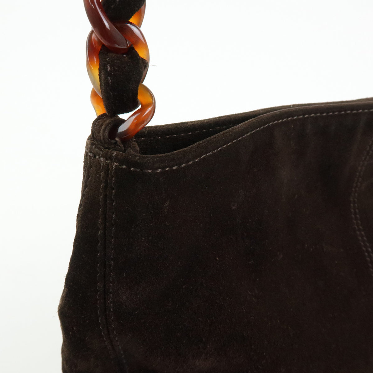 CHANEL COCO Mark Suede Plastic Chain Shoulder Bag Crossbody Bag Brown