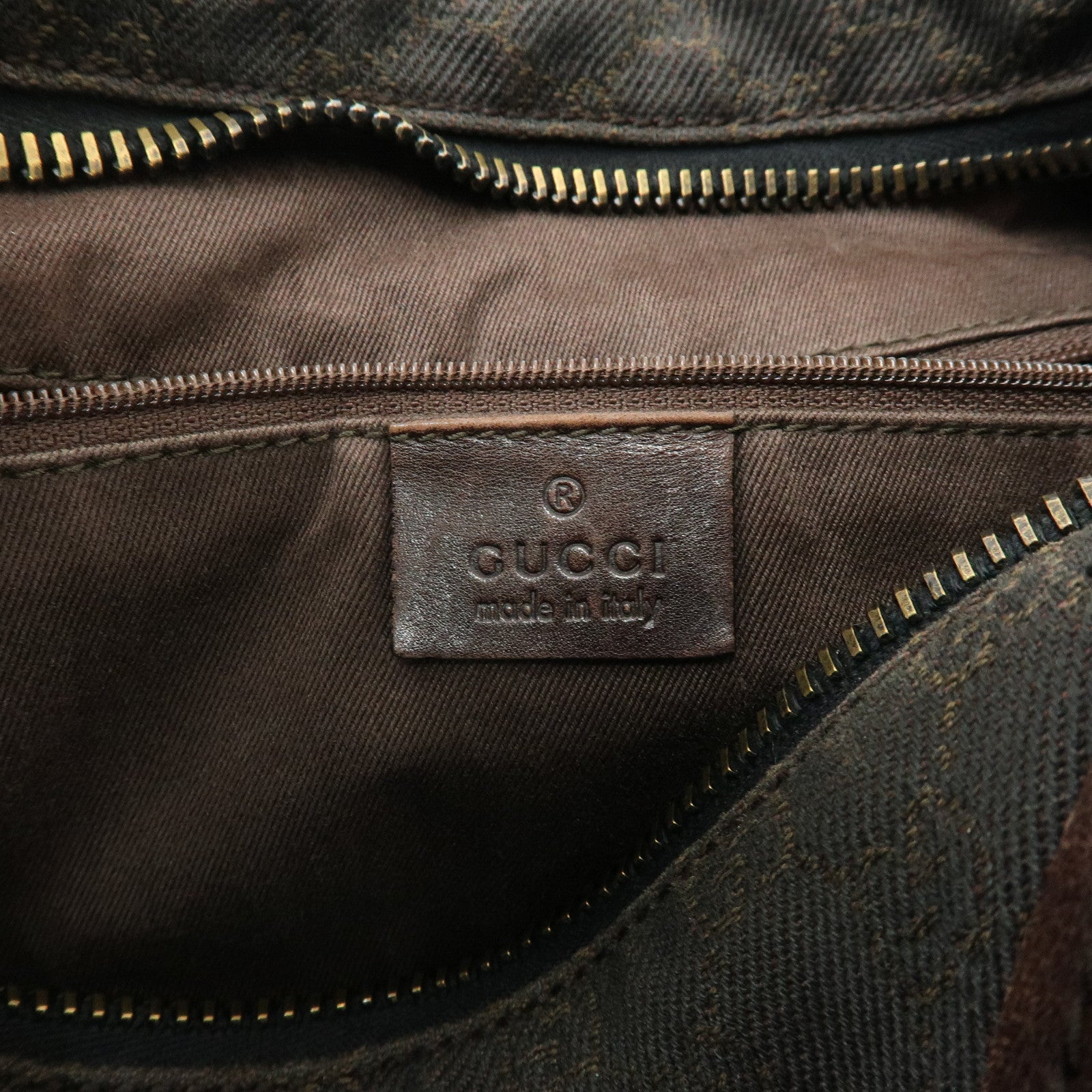 GUCCI GG Canvas Leather Shoulder Bag Hand Bag Dark Brown 101292