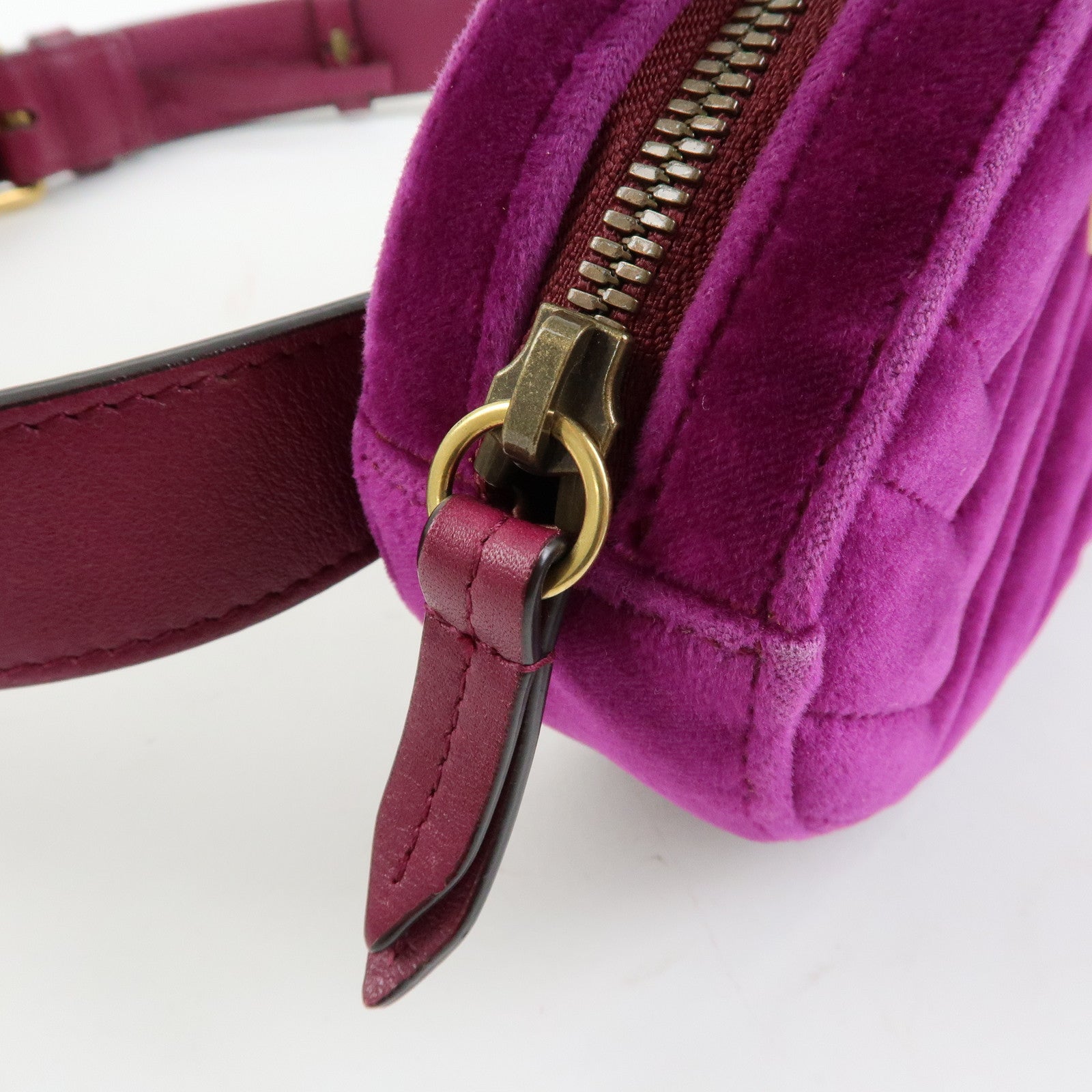 GUCCI GG Marmont Double G Velvet Leather Waist Pouch Body Bag 476434