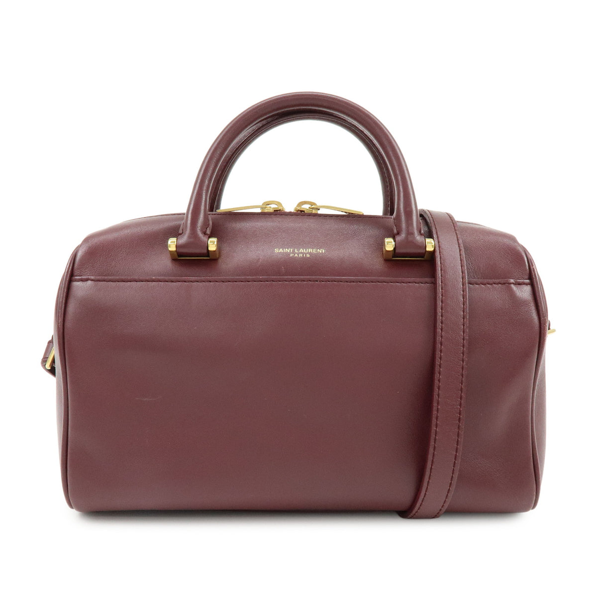 SAINT LAURENT PARIS Baby Duffle Leather 2WAY Bag Shoulder Bag Wine Red