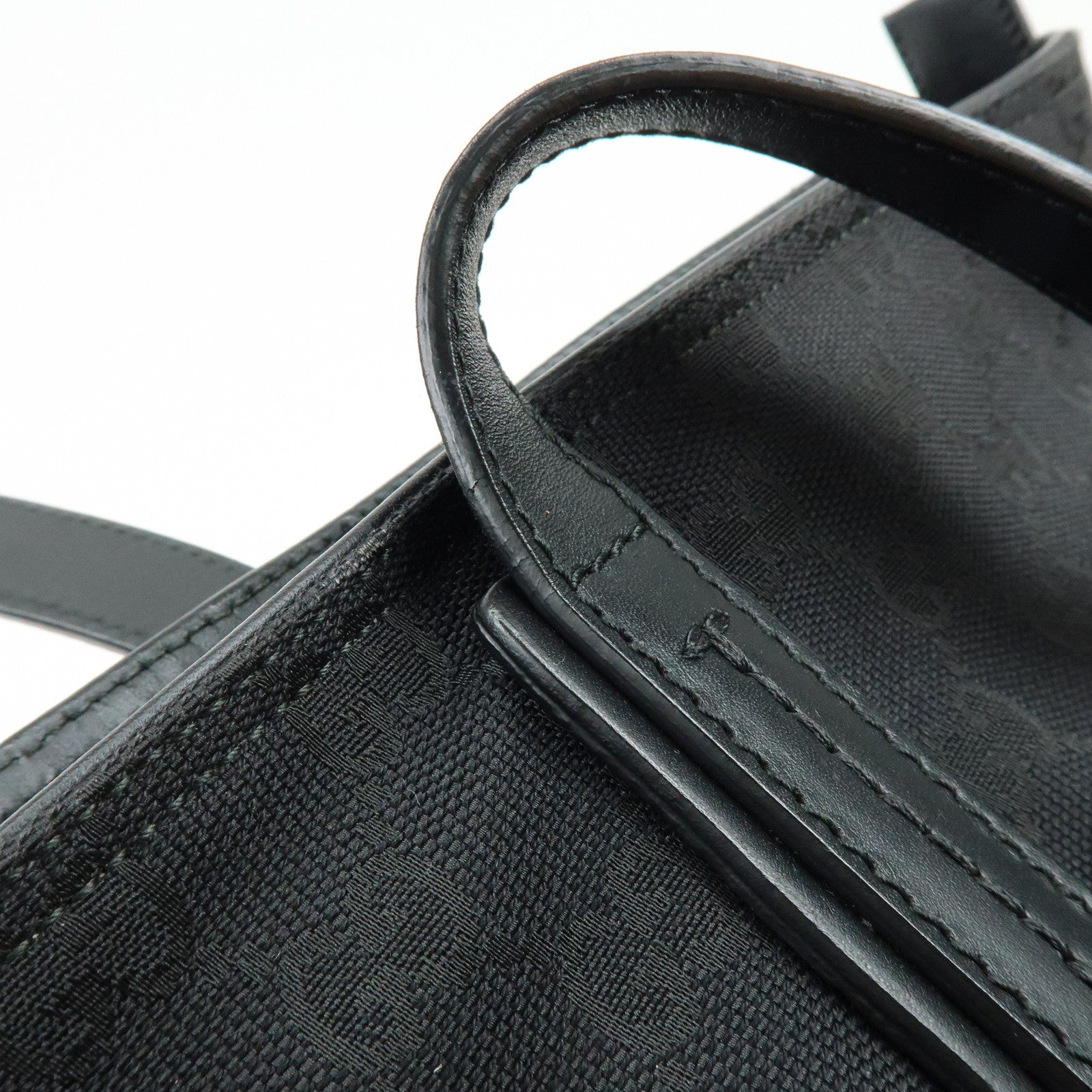 GUCCI Sherry GG Canvas Leather Tote Bag Shoulder Bag Black 308928