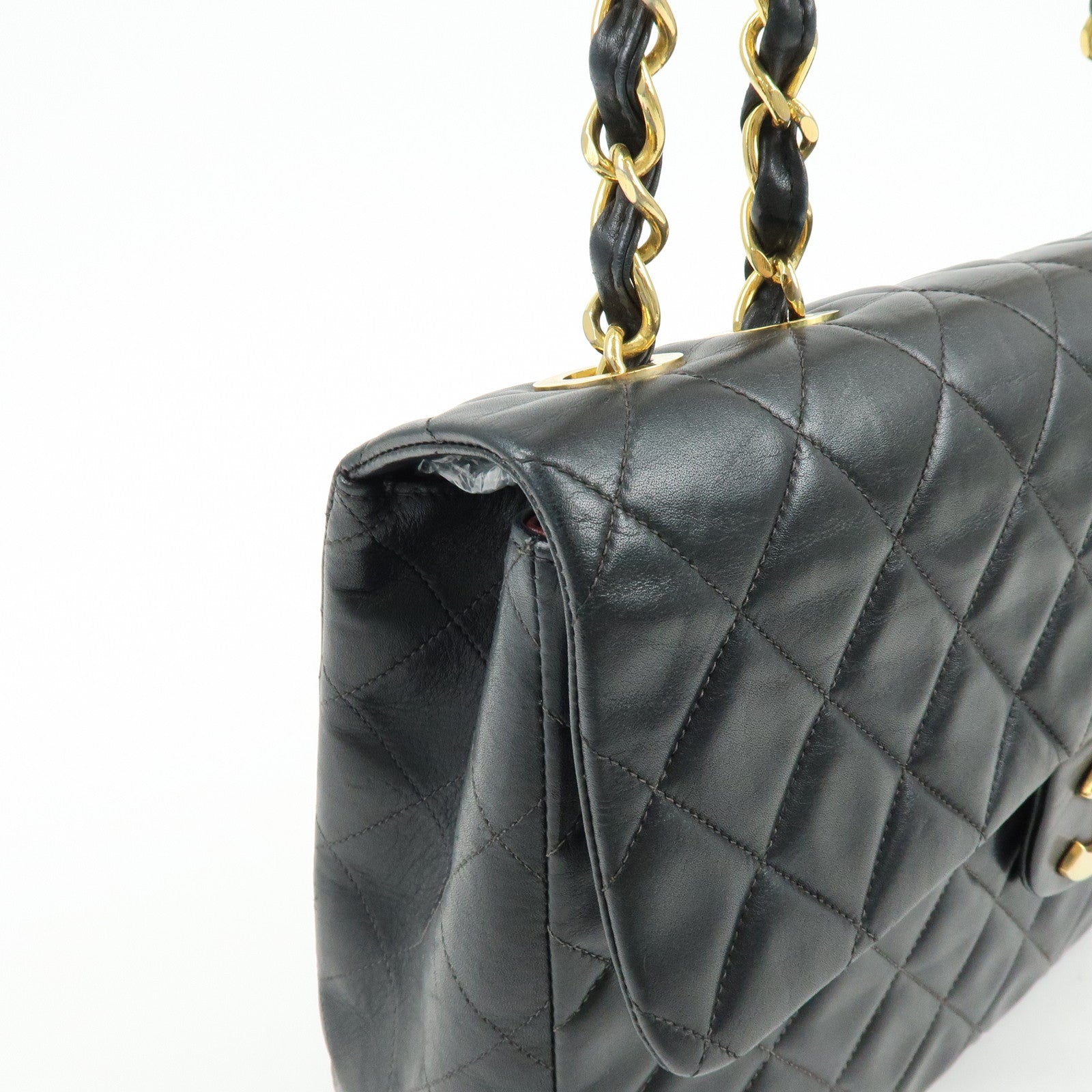 CHANEL Jumbo Matelasse 34 Lamb Skin Shoulder Bag Black A01094