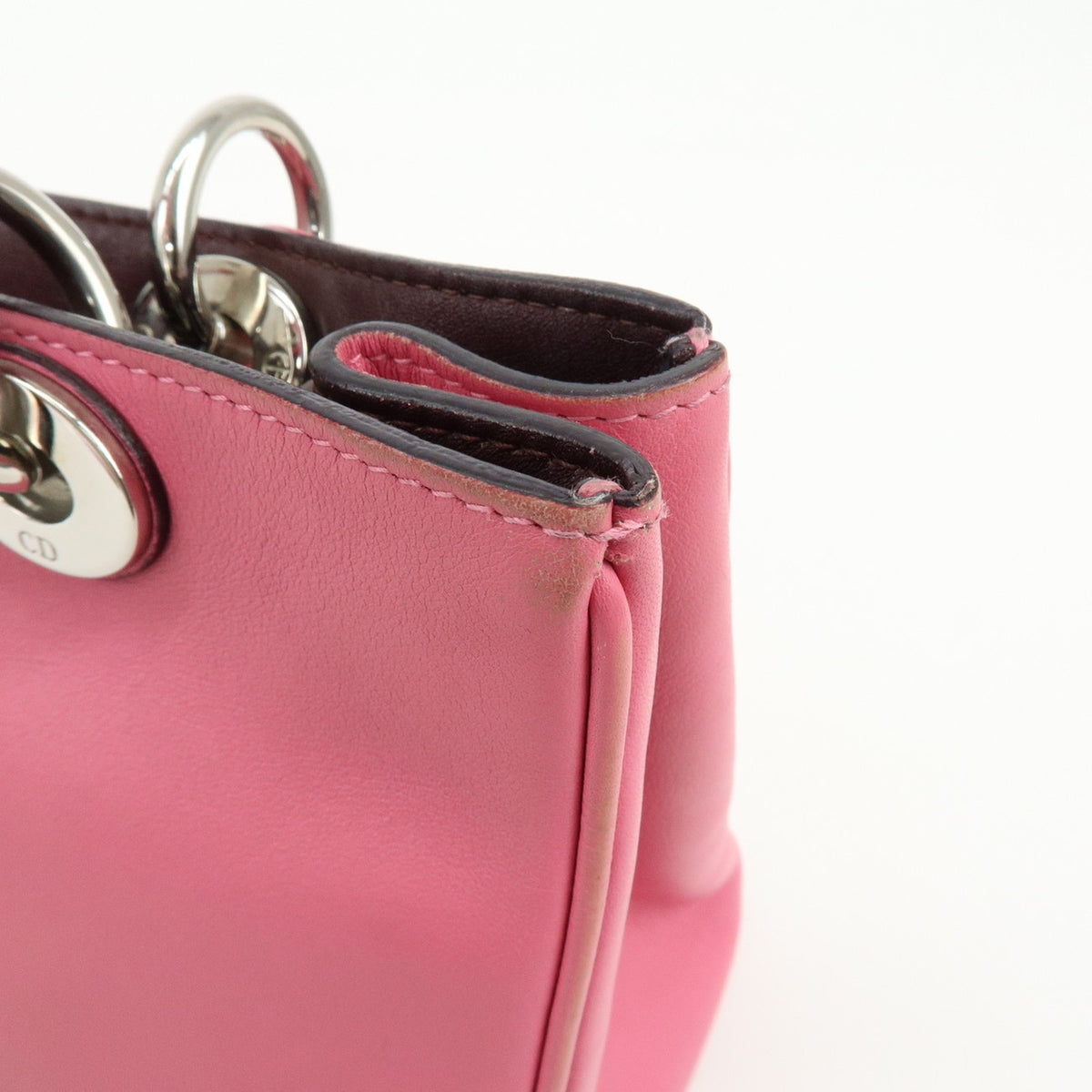 Christian Dior Diorissimo Leather 2Way Bag Hand Bag Shoulder Bag Pink