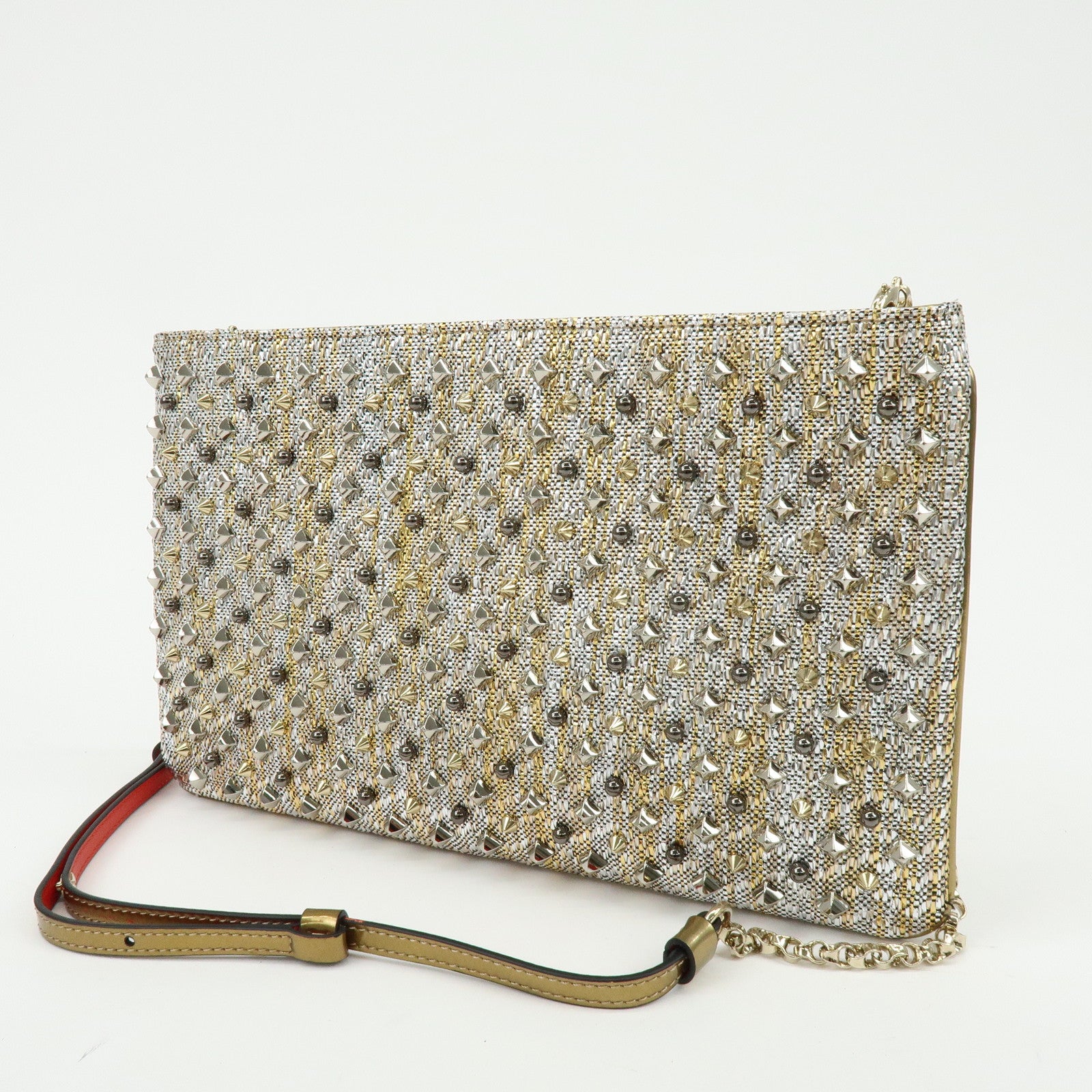 Christian Louboutin Glitter Patent Leather 2Way Bag Shoulder Bag Gold