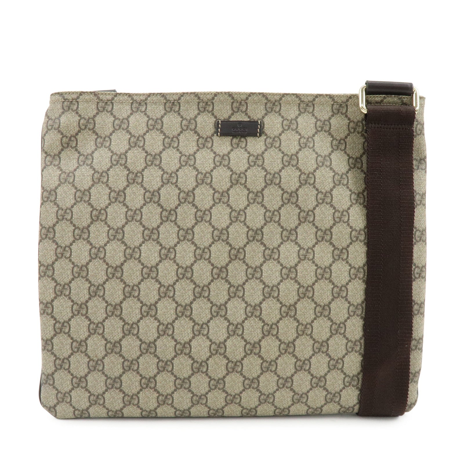 GUCCI GG Supreme Leather Shoulder Bag Crossbody Bag Brown Beige 201446