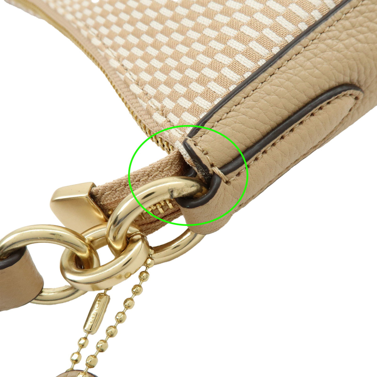 COACH Canvas Leather 2Way Shoulder Bag Hand Bag Beige