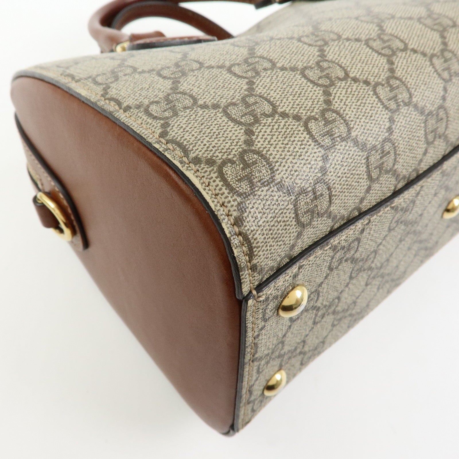 GUCCI GG Supreme Leather 2Way Bag Boston Bag Shoulder Bag Brown 409529