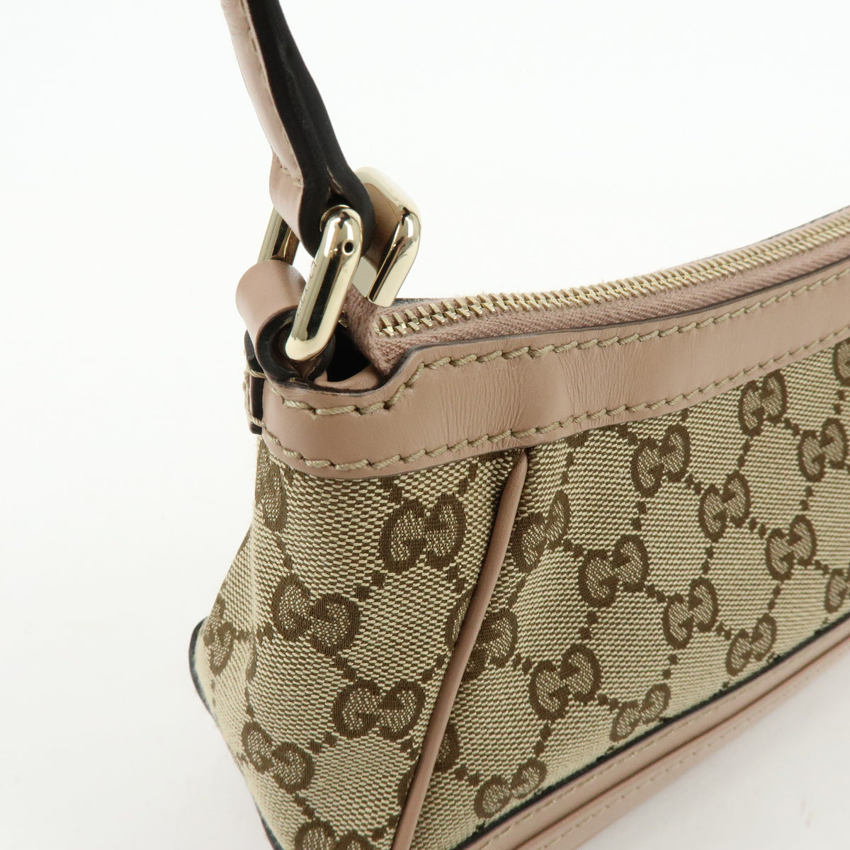 GUCCI Mayfair GG Canvas Leather Hand Bag Shoulder Bag Beige Pink 569893
