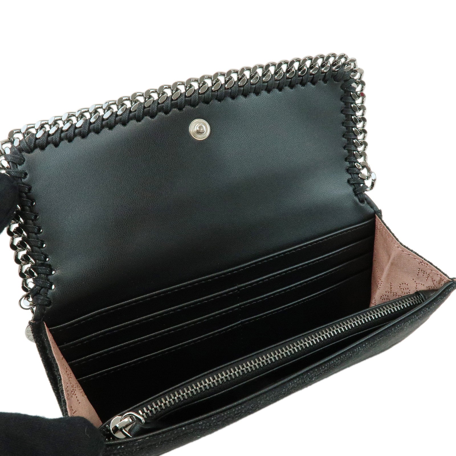 STELLA MCCARTNEY Falabella Faux Leather Flap Long Wallet Black