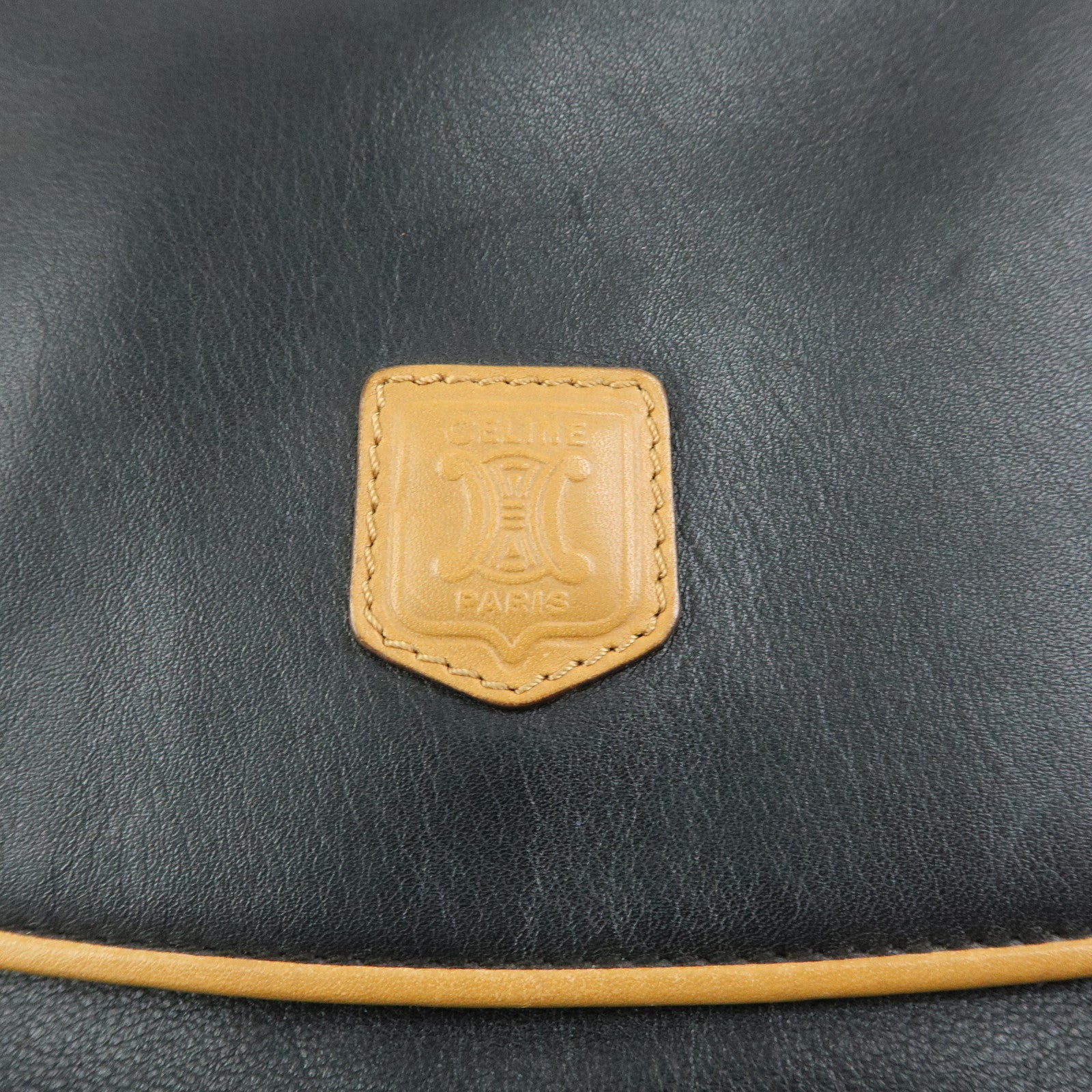 CELINE Macadam Leather Clutch Bag Flat Pouch Black