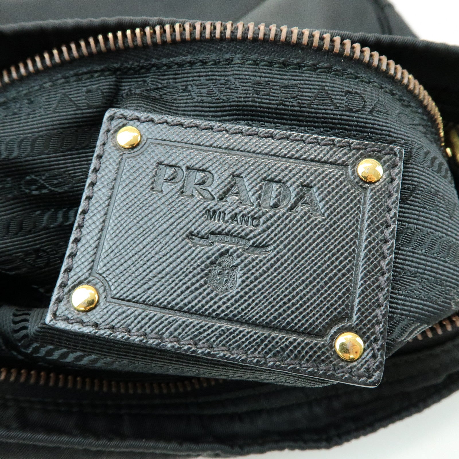 PRADA Nylon Saffiano Leather Shoulder Bag Crossbody Bag Black