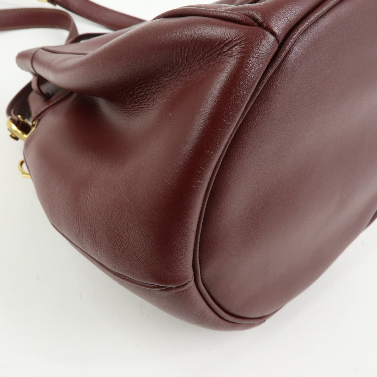 Cartier Must de Cartier Leather Drawstring Mini Shoulder Bag Bordeaux