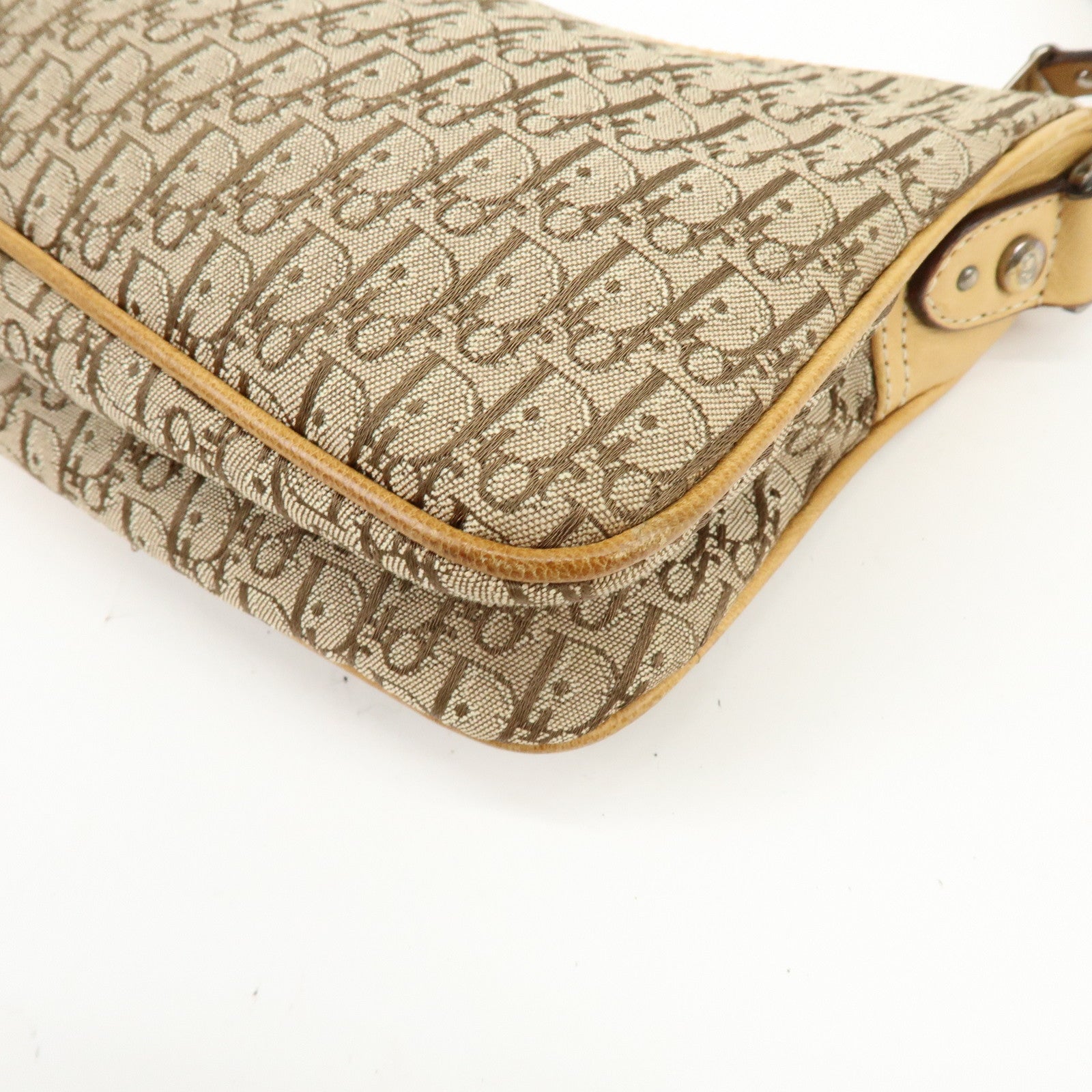 Christian Dior Street Chic Trotter Jacquard Canvas Leather Shoulder Bag