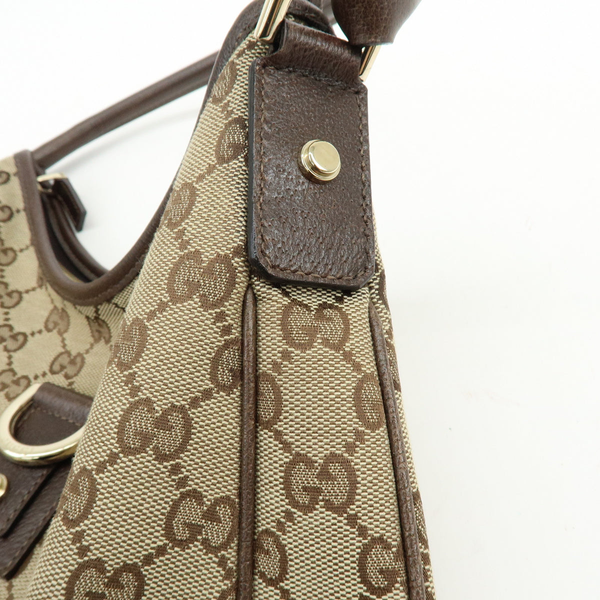 GUCCI Abbey GG Canvas Leather Shoulder Bag Hand Bag Beige Brown 130738