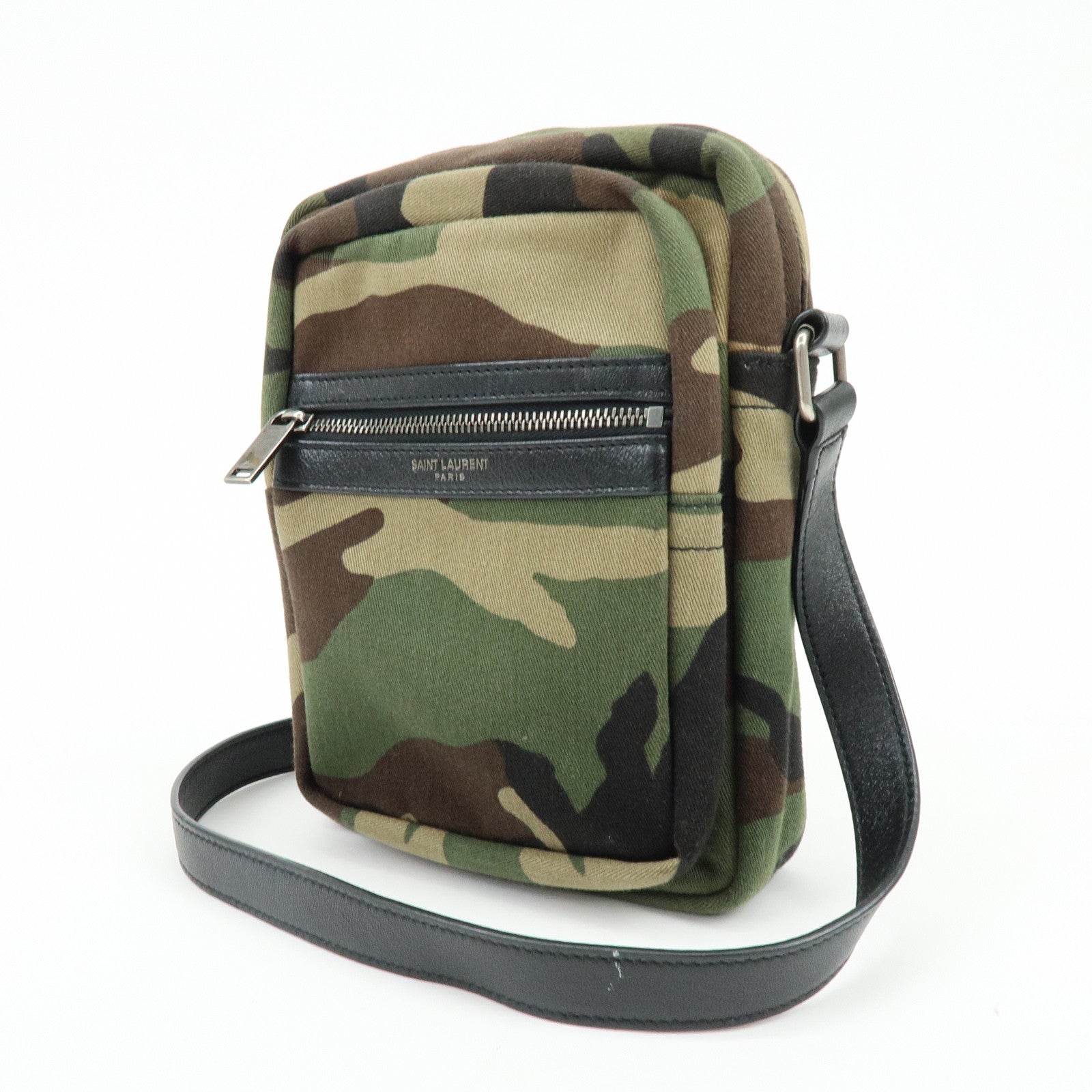SAINT LAURENT PARIS Canvas Leather Shoulder Bag Camouflage 581700