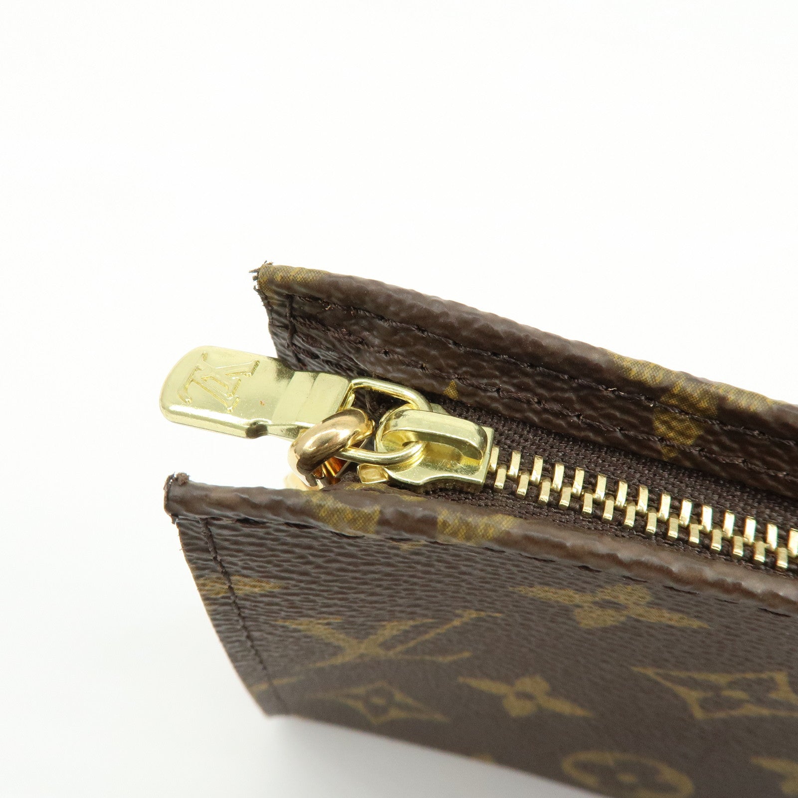 Louis Vuitton Monogram Leather Pouch for Baguette GM Brown Gold