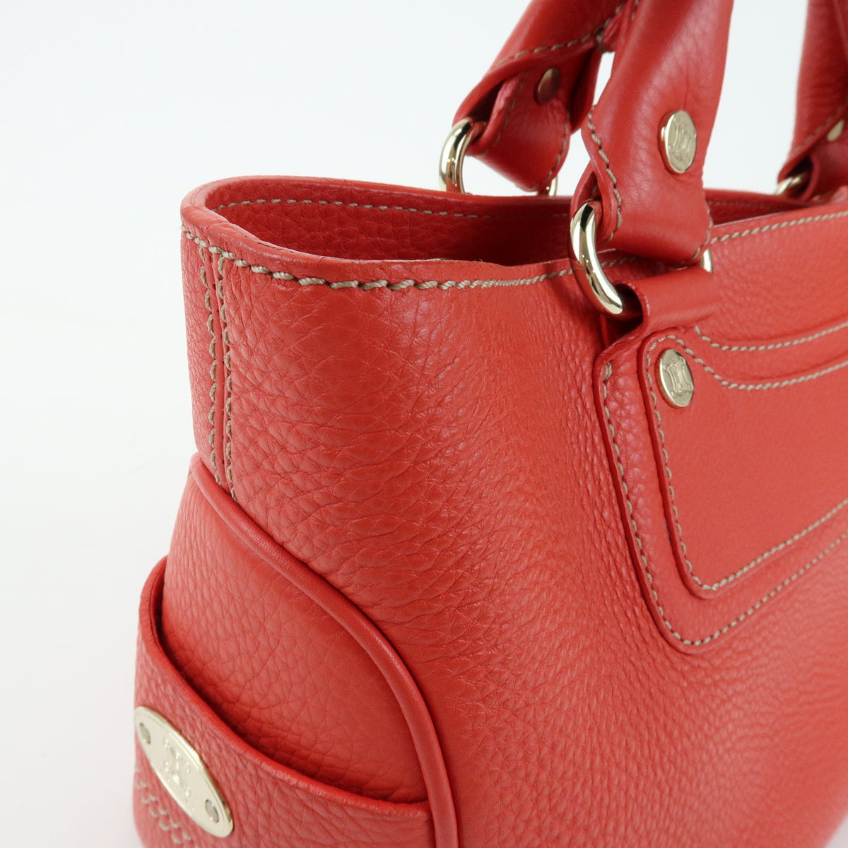 CELINE Boogie Bag Leather Hand Bag Tote Bag Red