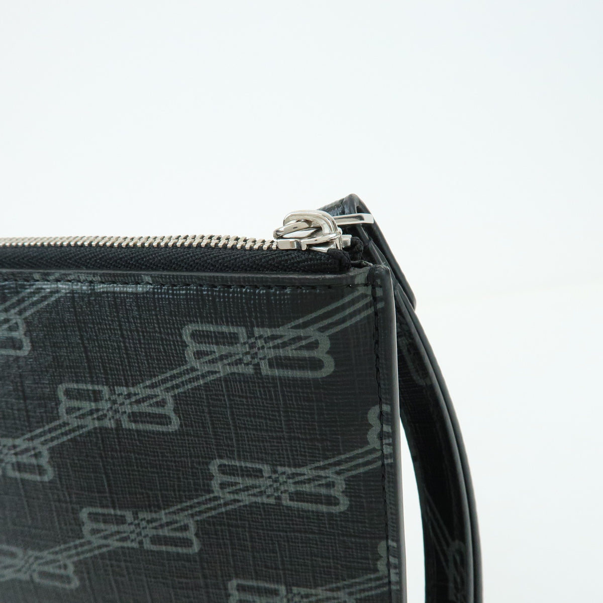 BALENCIAGA Signature PVC Leather Clutch Bag Flat Pouch Black 702627
