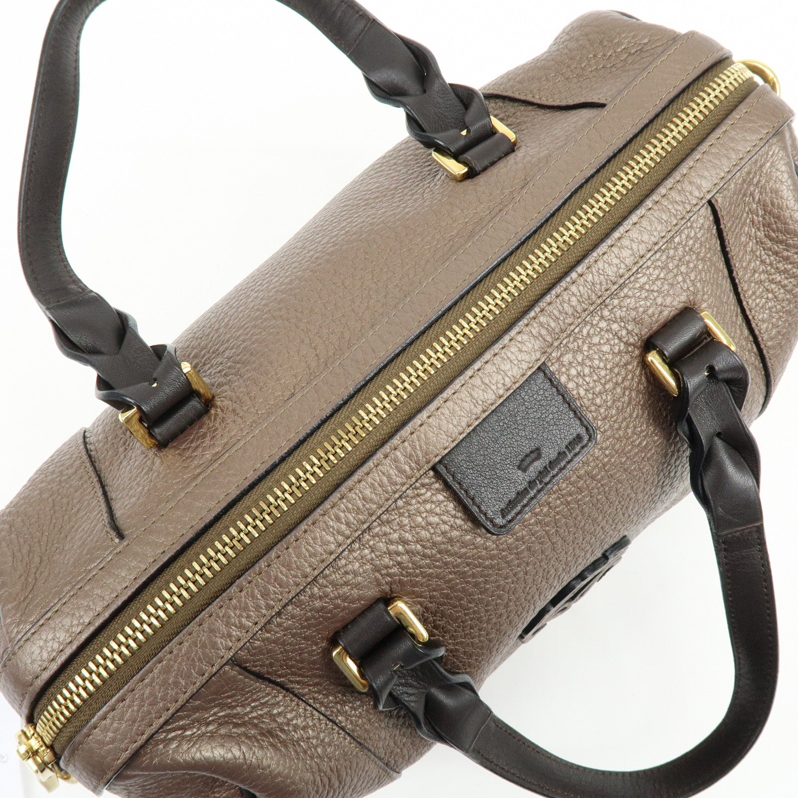 LOEWE Anagram Leather 2Way Bag Hand Bag Boston Bag Bronze