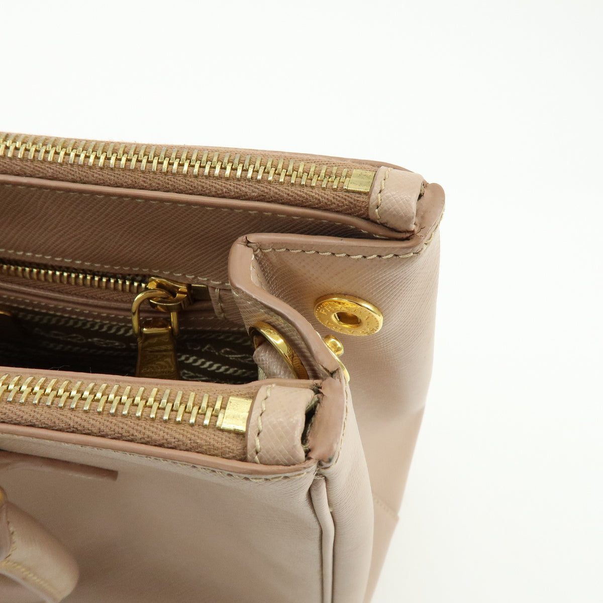 PRADA Triangle Logo Galleria Saffiano Leather 2Way Bag Beige BN1801