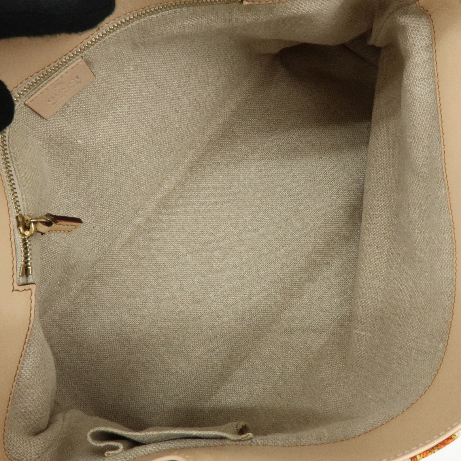 GUCCI Bamboo Flora Canvas Leather Hand Bag Multicolor Beige 137395