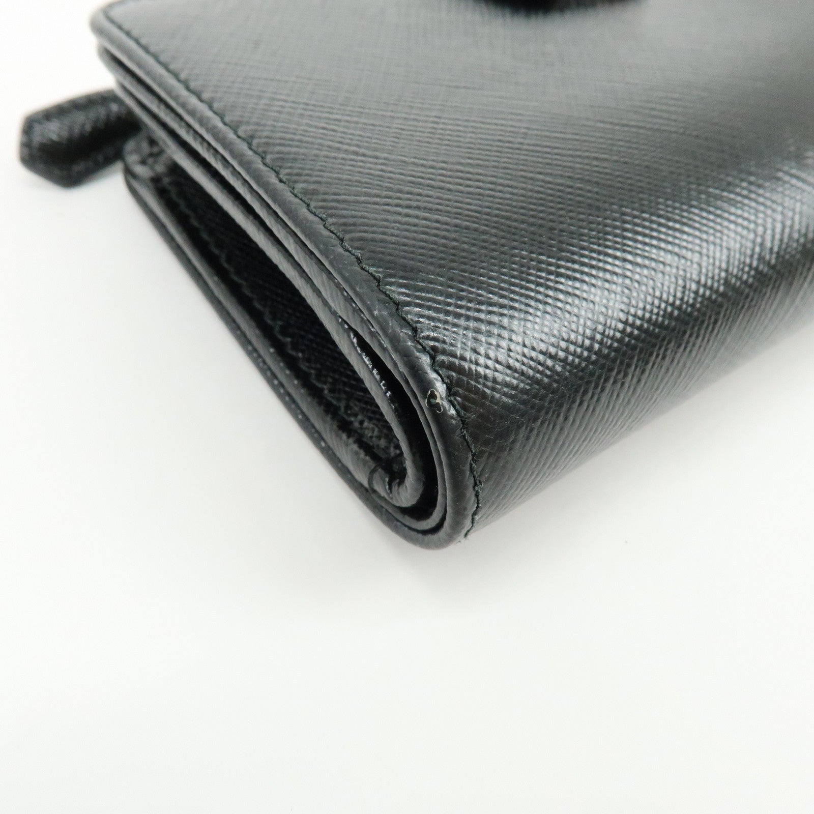 PRADA Saffiano Leather Compact Bi-fold Wallet Black 1ML225