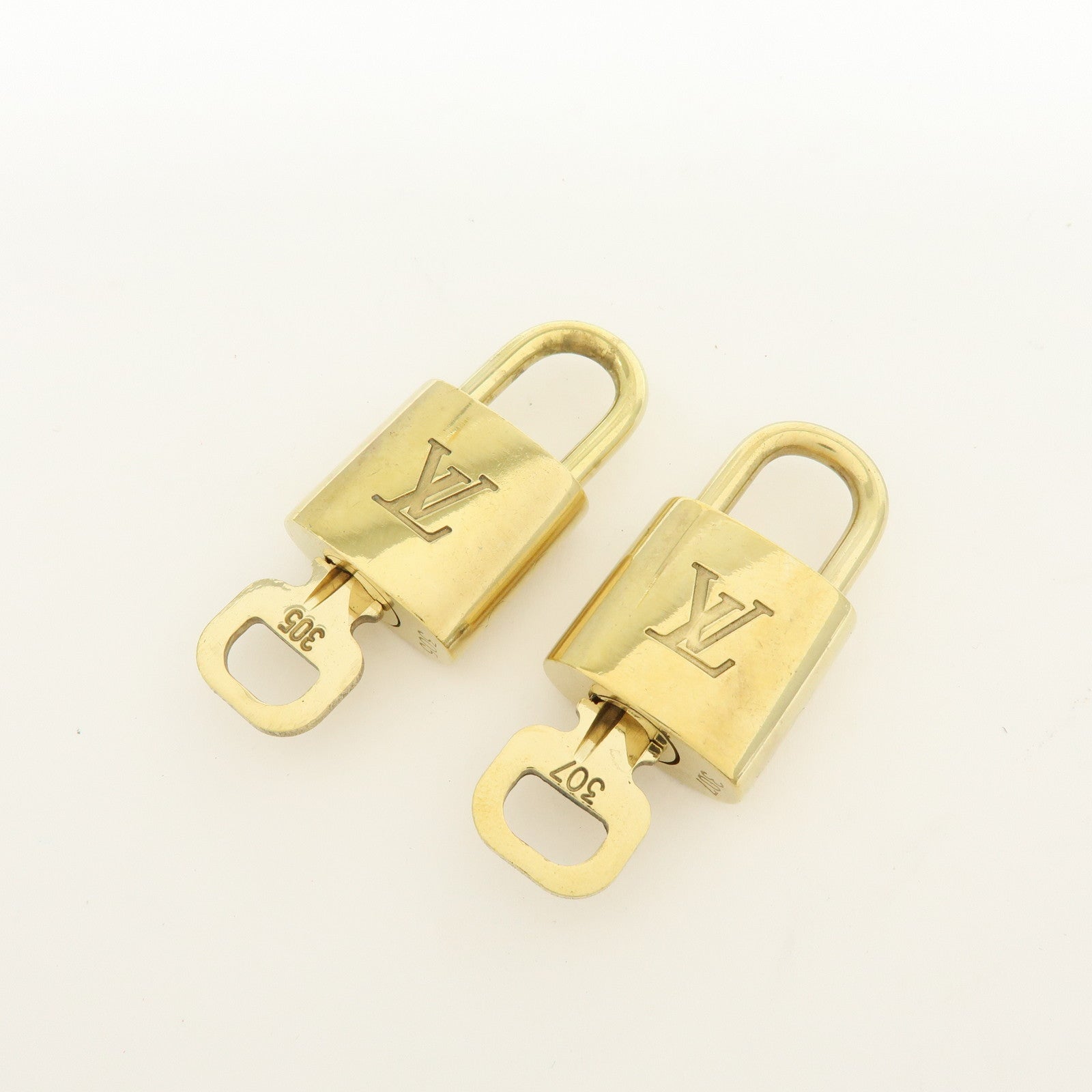 Louis Vuitton Lot of 10 Metal Lock & Key Cadena Key Lock Gold