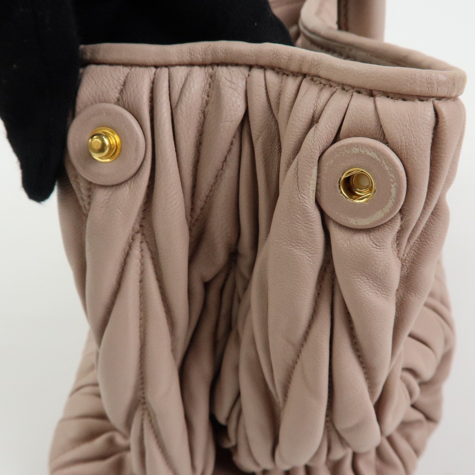 MIU MIU Matelasse Nappa Gaufre Leather 2Way Hand Bag Pink Beige RN1069