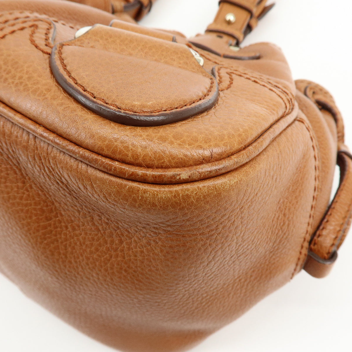 CELINE Macadam Leather Shoulder Bag Boston Bag Brown