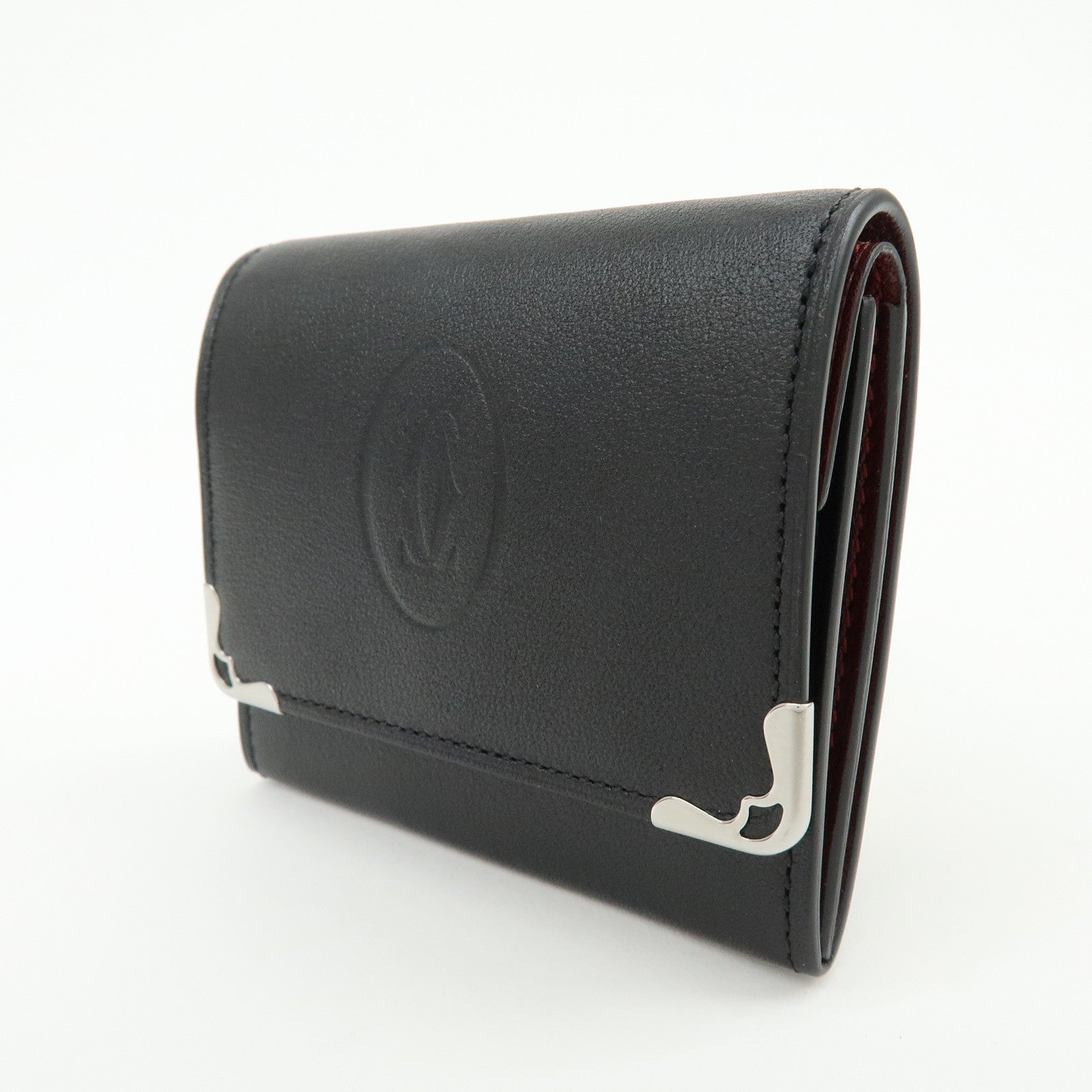 Cartier Must De Cartier Leather Coin Case Coin Purse Black