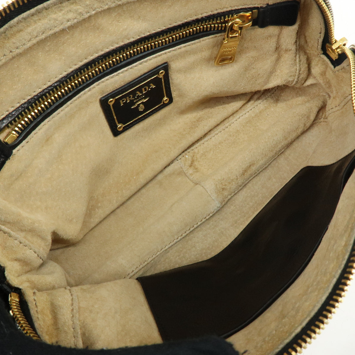 PRADA Leather Chain Shoulder Bag Studded Black Gold Silver BR4588