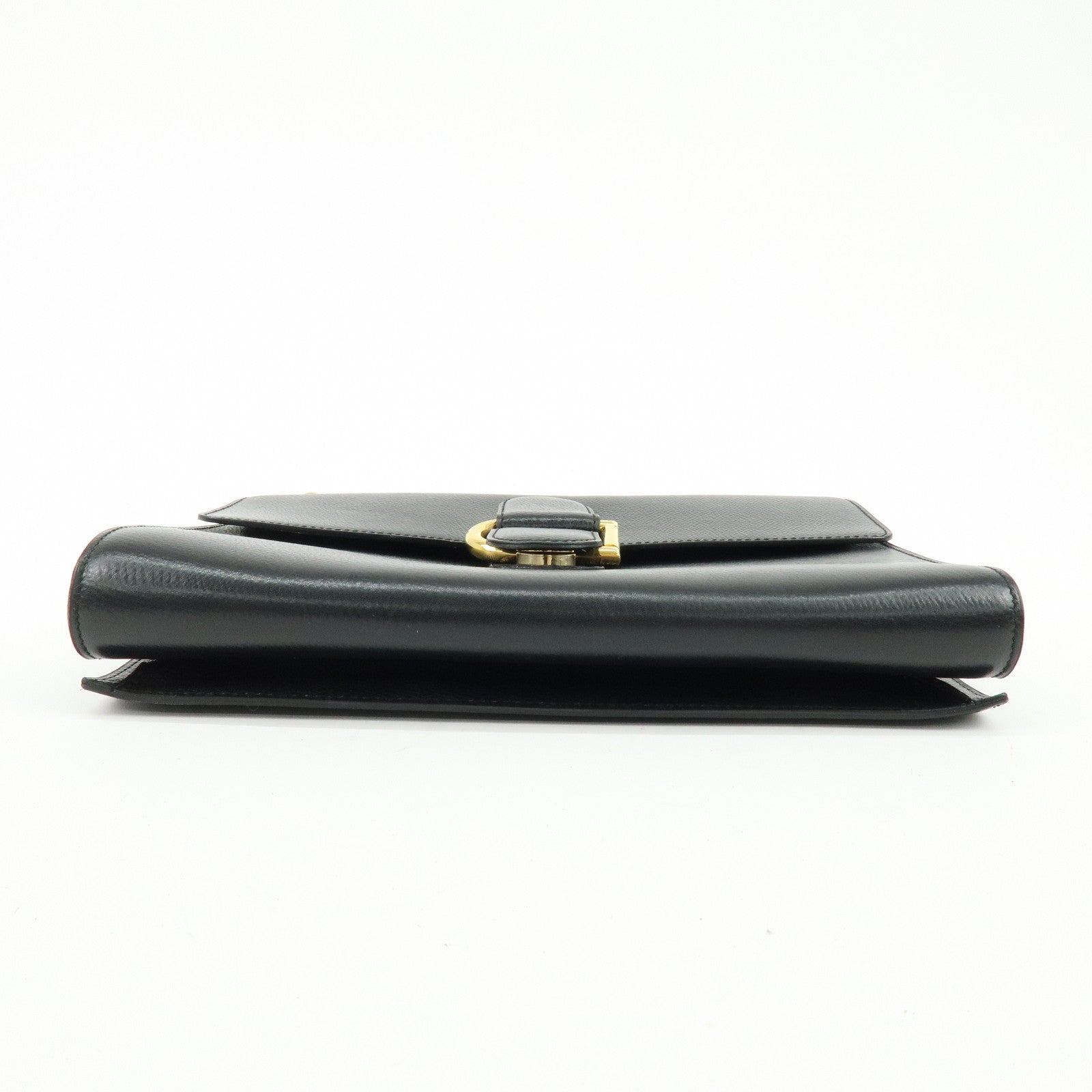 DELVAUX Leather Shoulder Bag Hand Bag Black