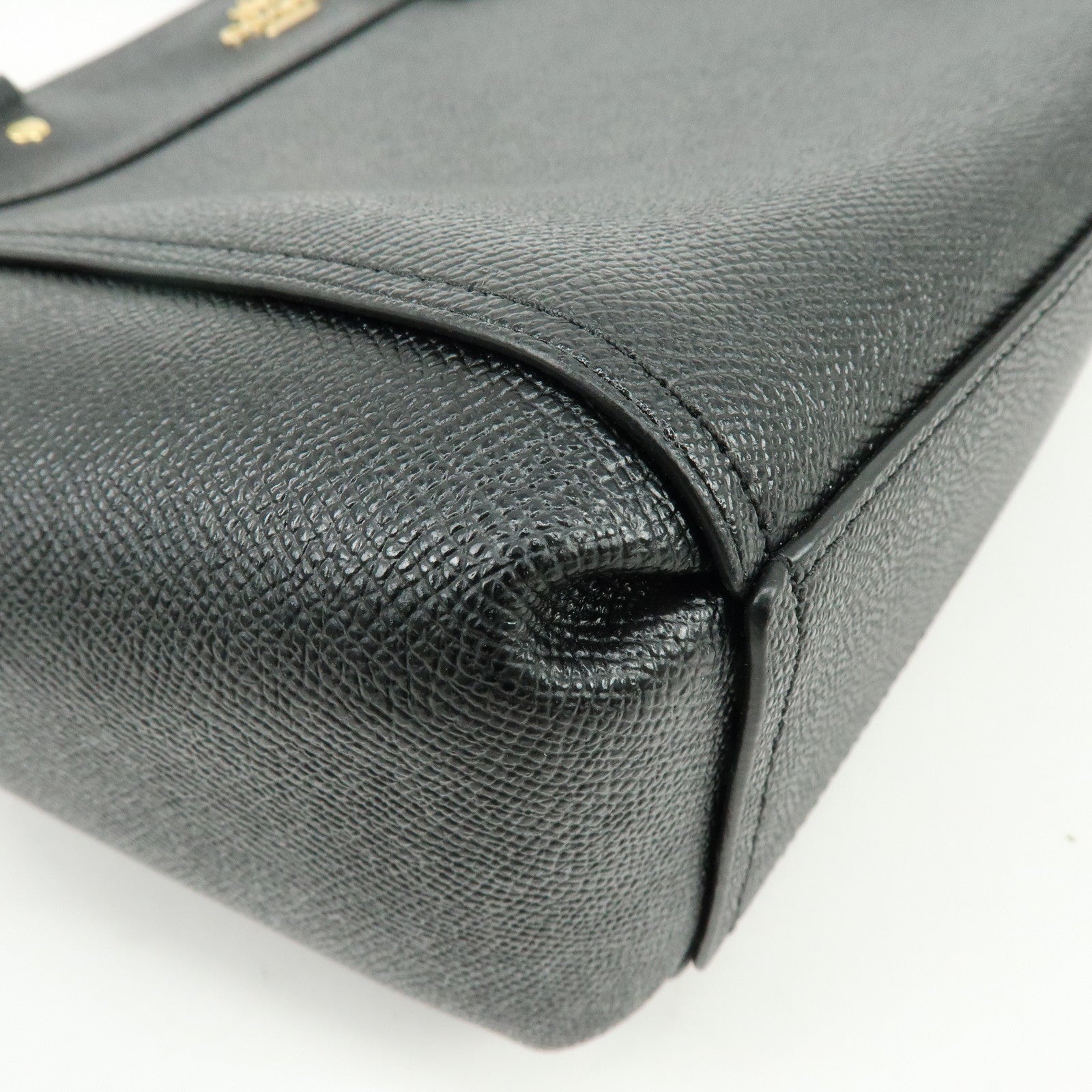 COACH Logo Leather 2Way Shoulder Bag Hand Bag Black