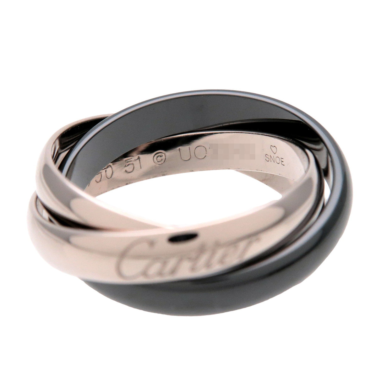 Cartier Cartier Trinity Ring MM K18 750WG Black Ceramic #51 US6