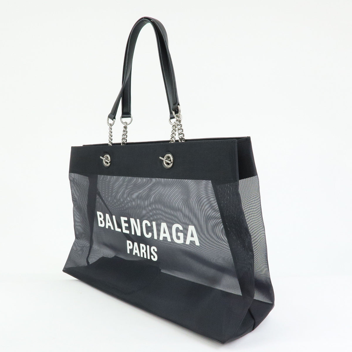 BALENCIAGA Duty Free Mesh Leather Tote Bag  Shoulder Bag Black 535269