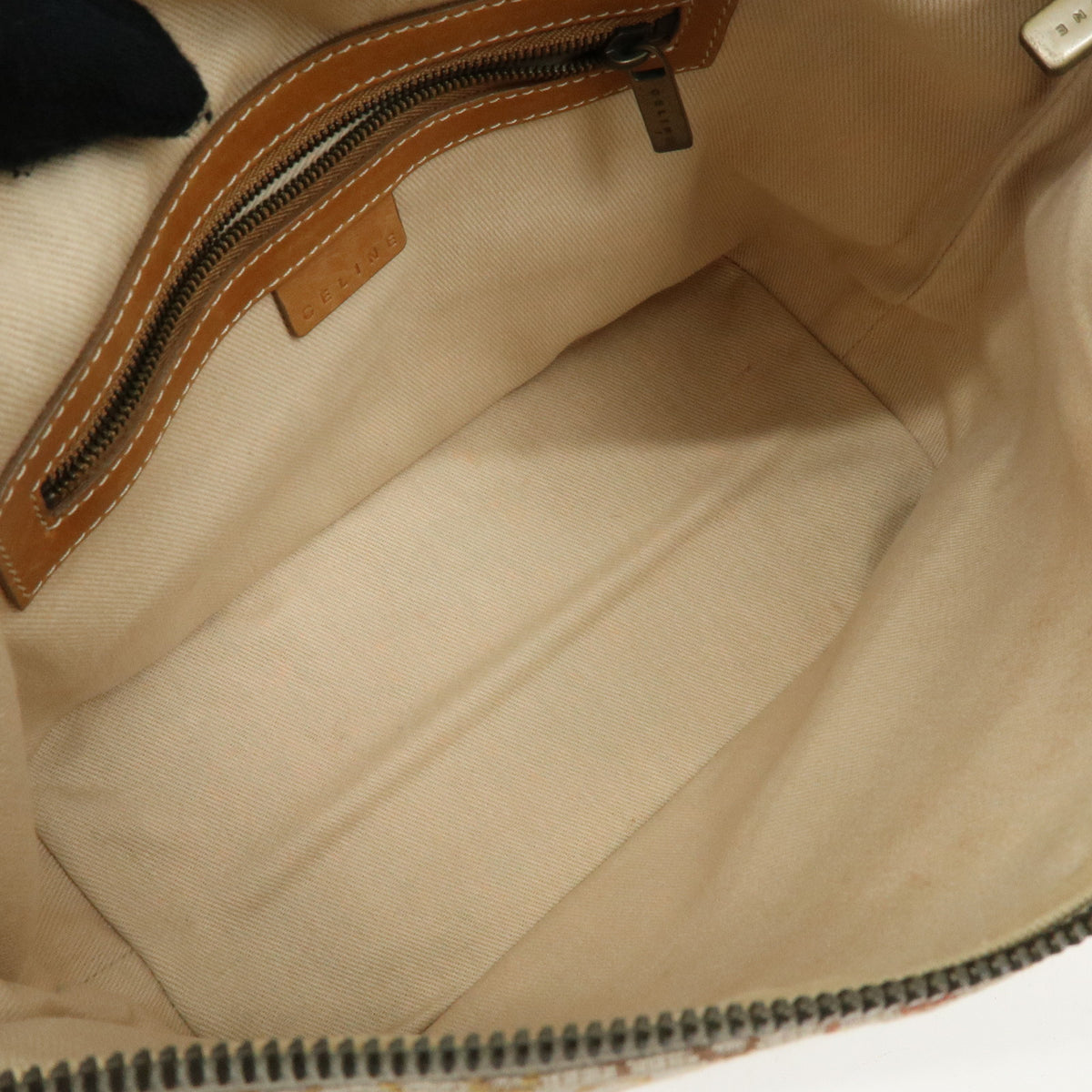 CELINE C Macadam Canvas Leather Shoulder Bag Hand Bag Beige
