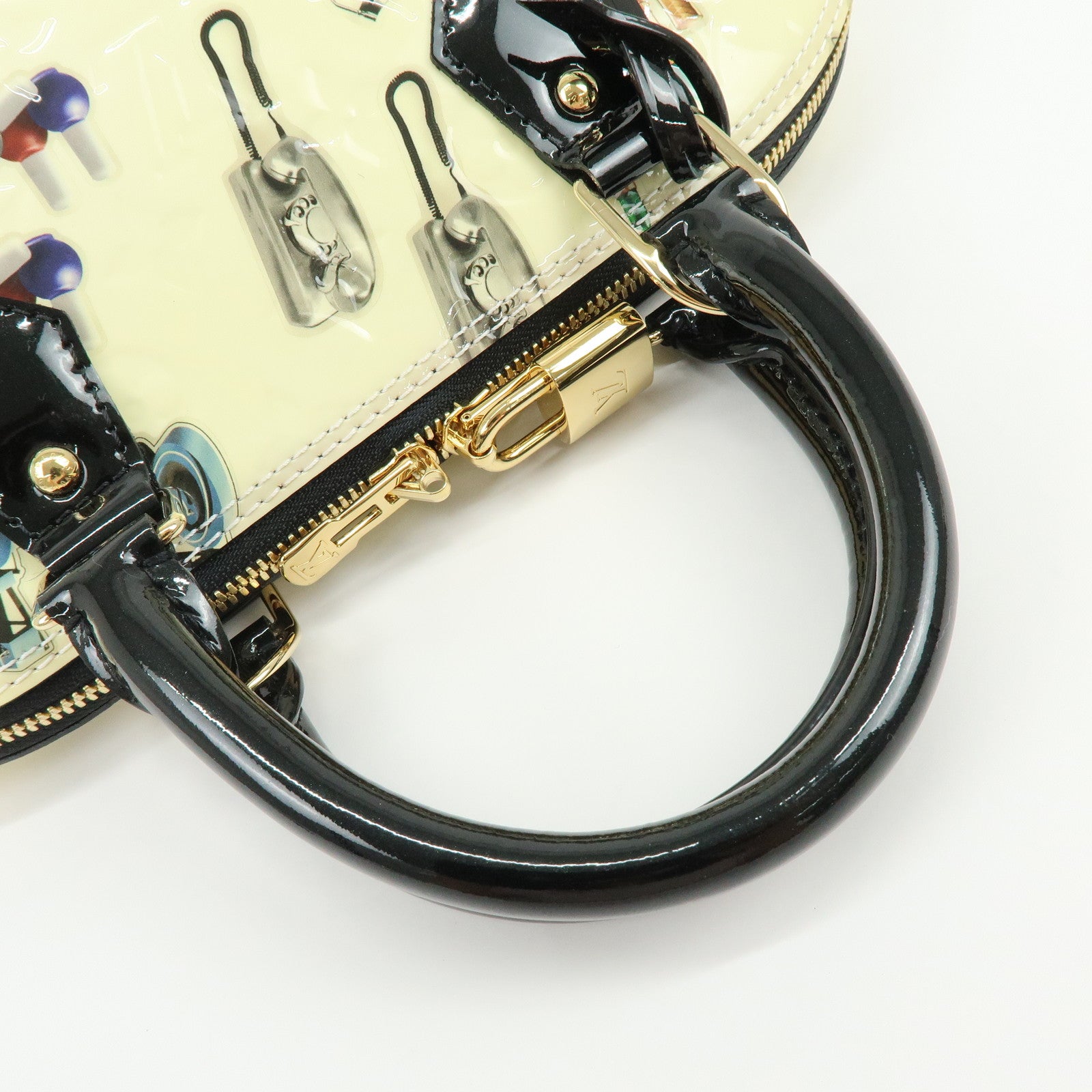 Louis Vuitton Monogram Vernis Sticker Alma PM Hand Bag Off White M50466
