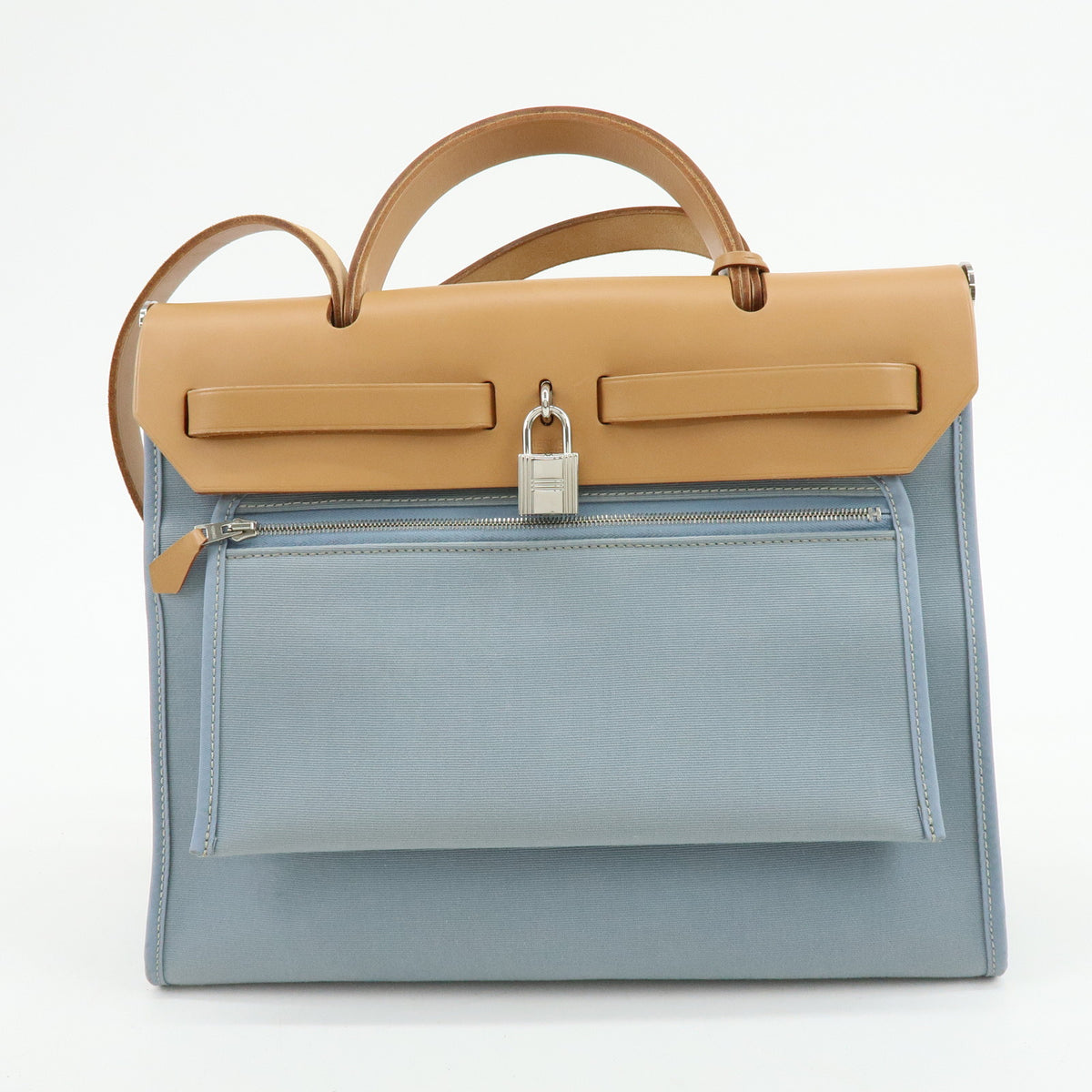 HERMES Herline Herbag Zip PM Toile Officier Vache Hunter 2Way Bag Blue