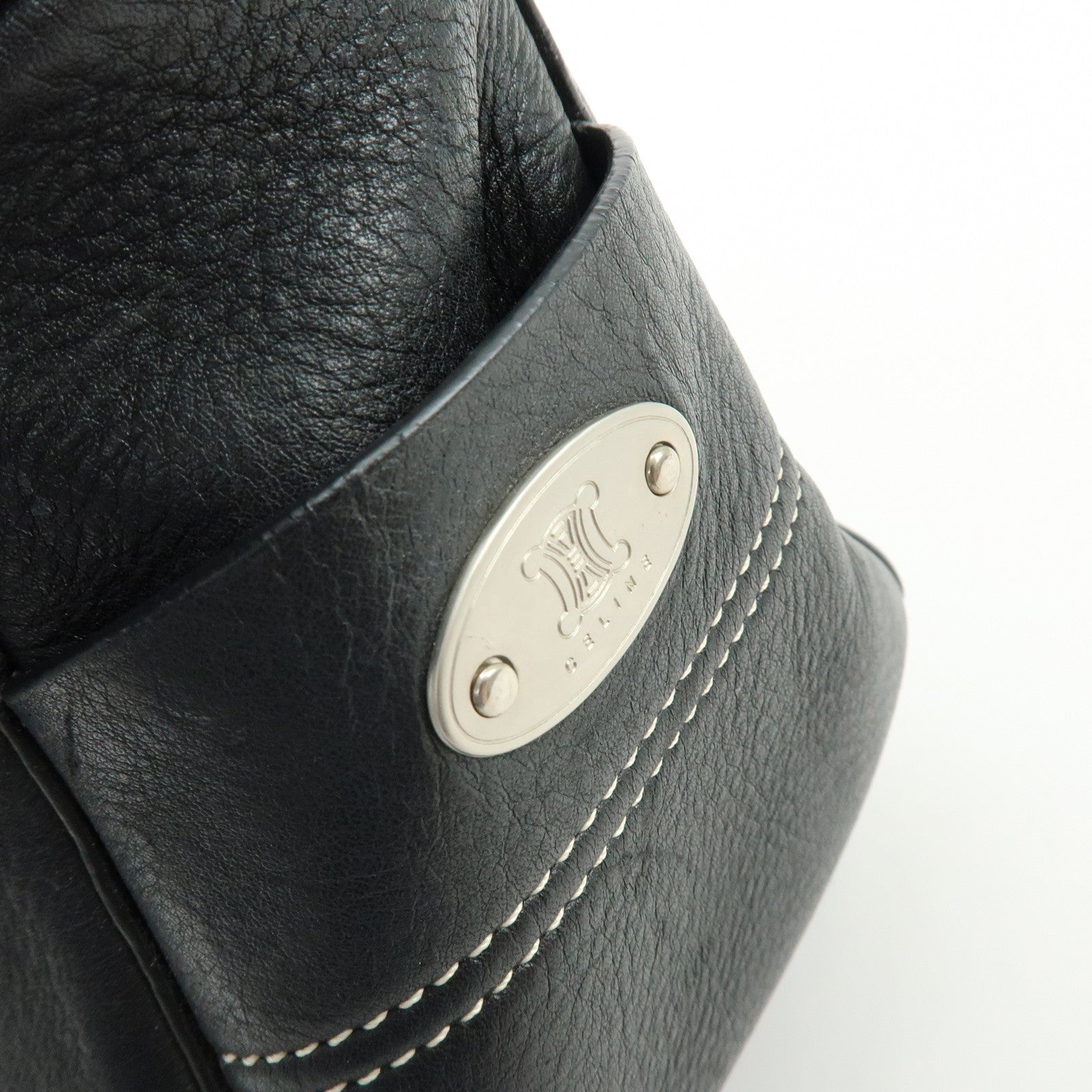 CELINE Macadam Boogie Bag Leather Hand Bag Tote Bag Black
