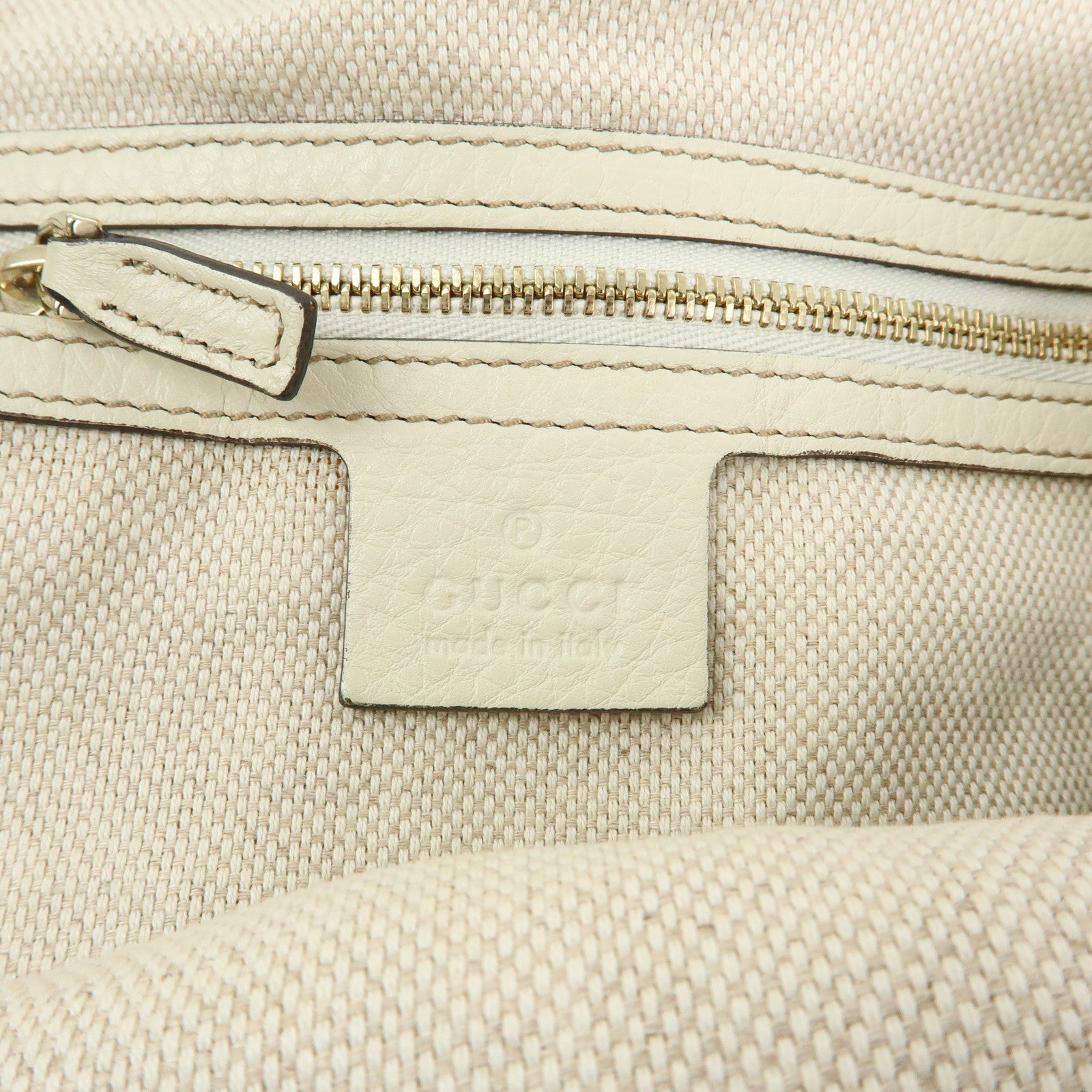 GUCCI SOHO Interlocking G Calf Leather Tote Shoulder Bag Ivory 282309